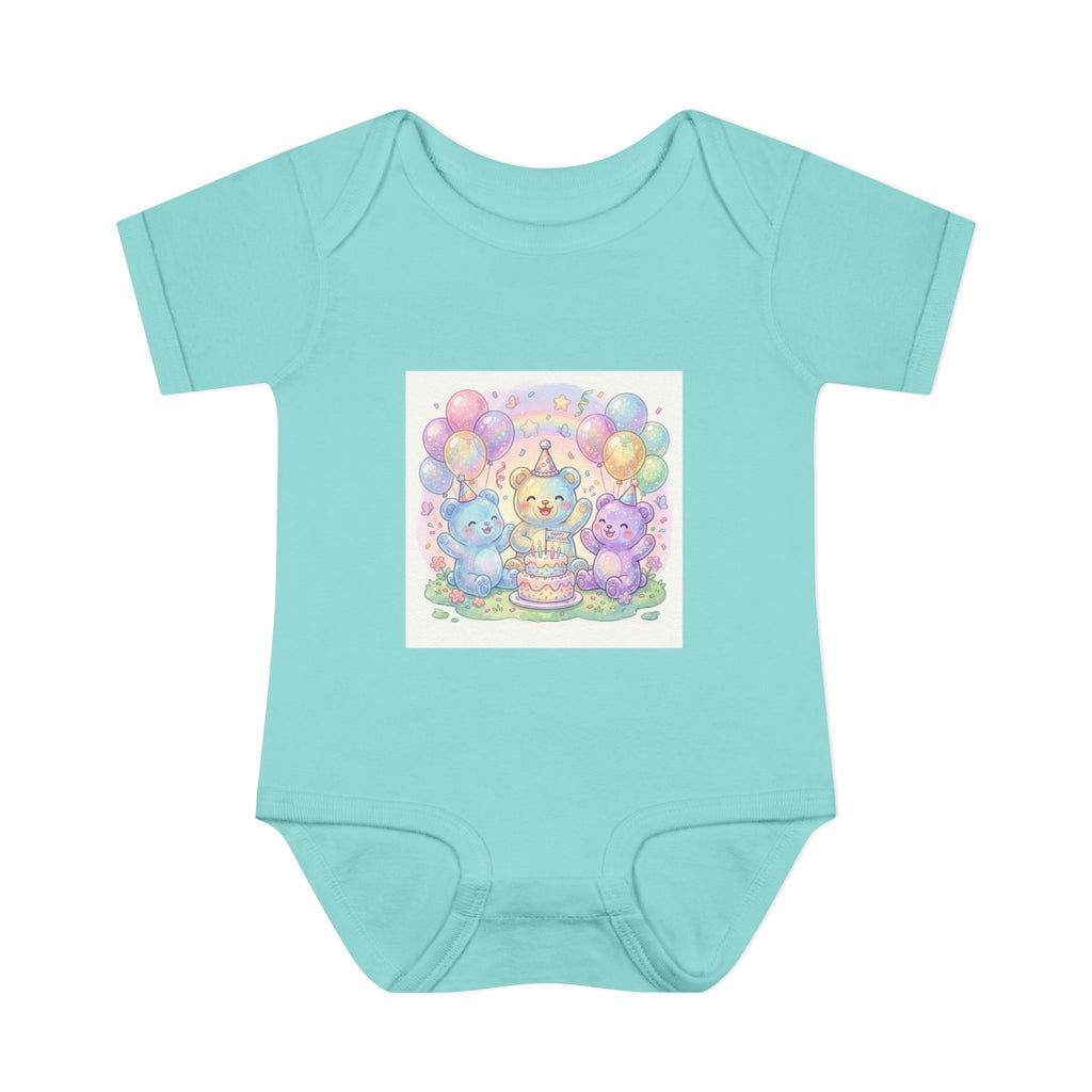Birthday Gooey Bears, Cake & Balloons Infant Onesie