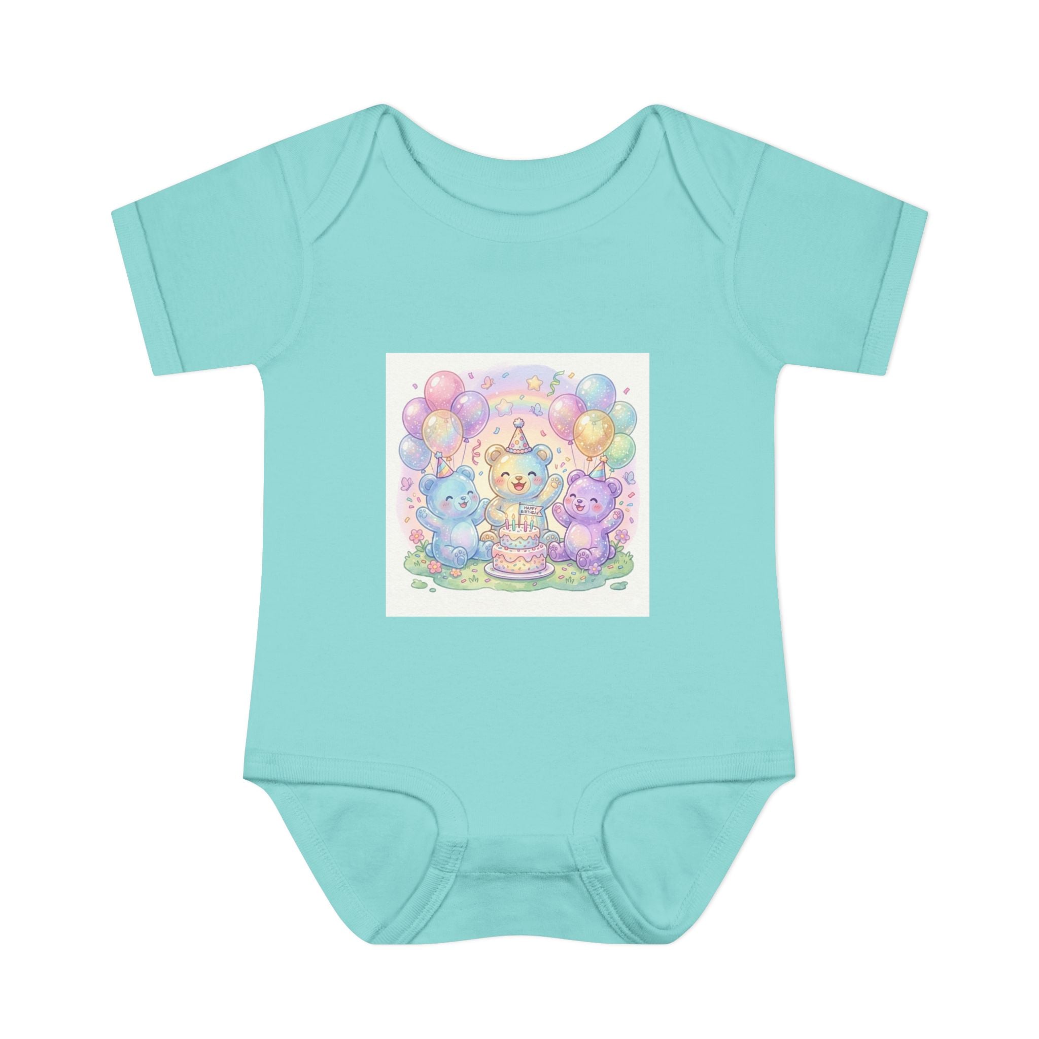 Birthday Gooey Bears, Cake & Balloons Infant Onesie