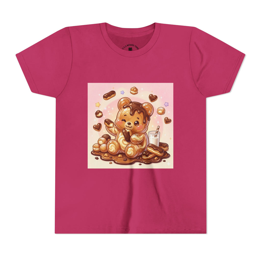 Cute Chocolate Eclair & Milk Gooey Gummy Bear Youth T-Shirt