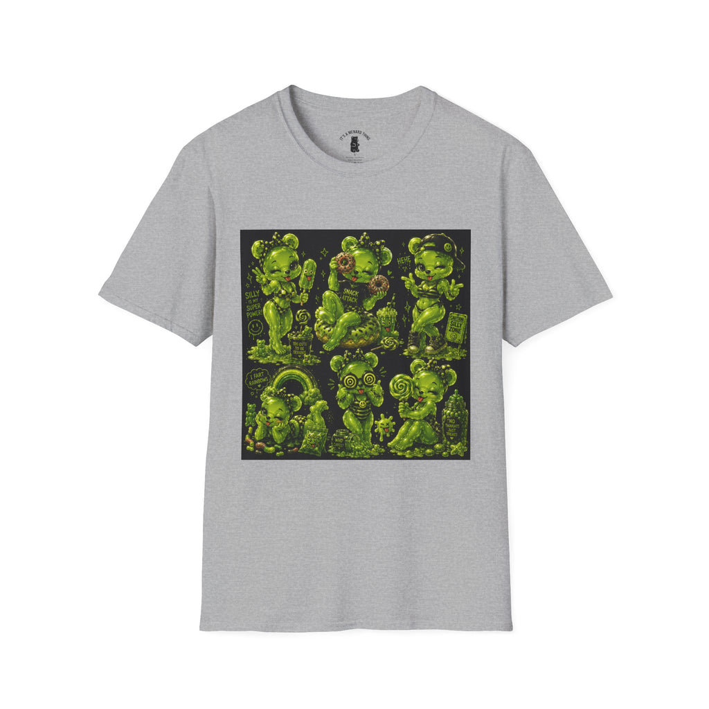 Lime Green Retro Oozy Bear Babe, Beach Pin Up- Adult Graphic Shirt (18+)
