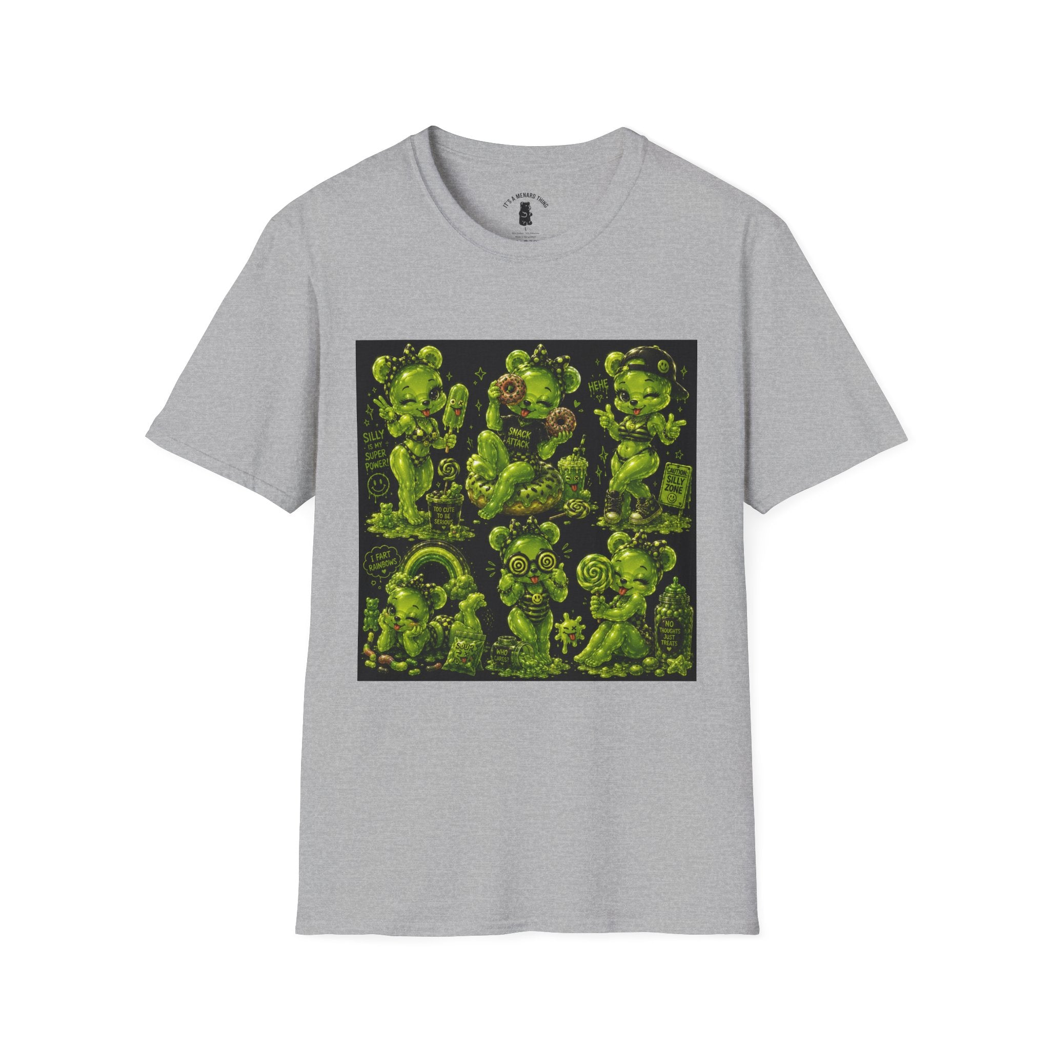 Lime Green Retro Oozy Bear Babe, Beach Pin Up- Adult Graphic Shirt (18+)