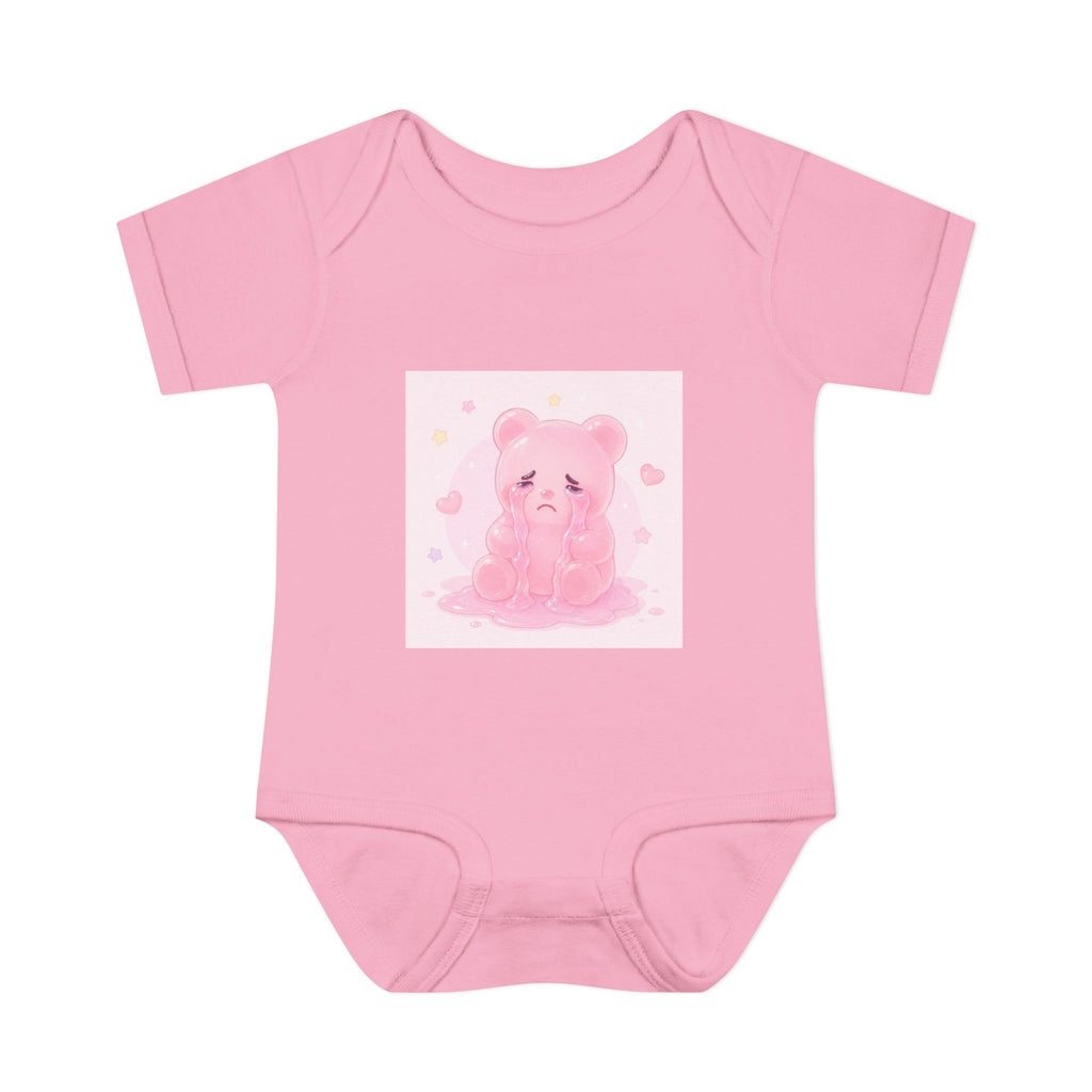 Pink Crying Gooey Gummy Bear Infant Bodysuit — Cute Pastel Baby Onesie