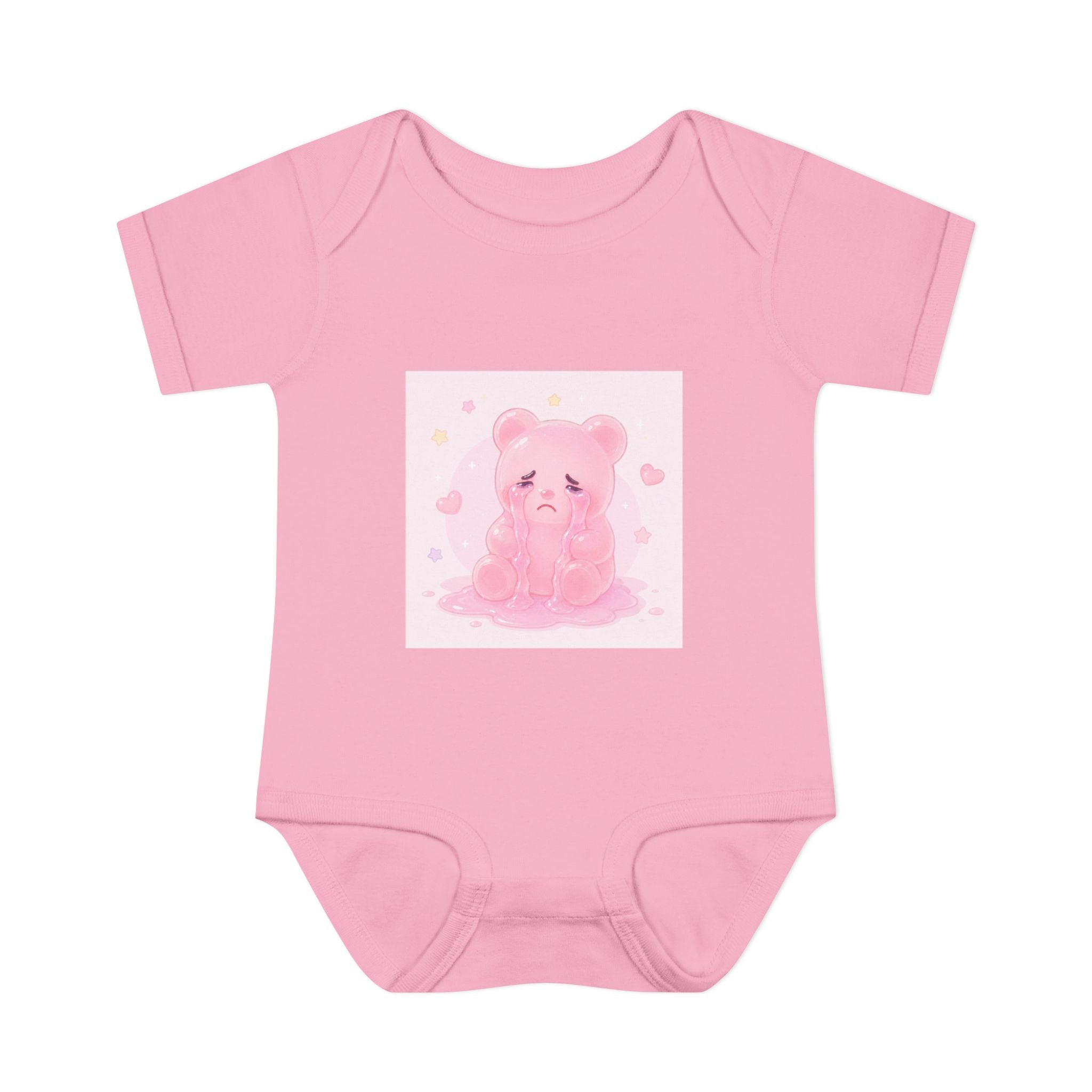 Pink Crying Gooey Gummy Bear Infant Bodysuit — Cute Pastel Baby Onesie
