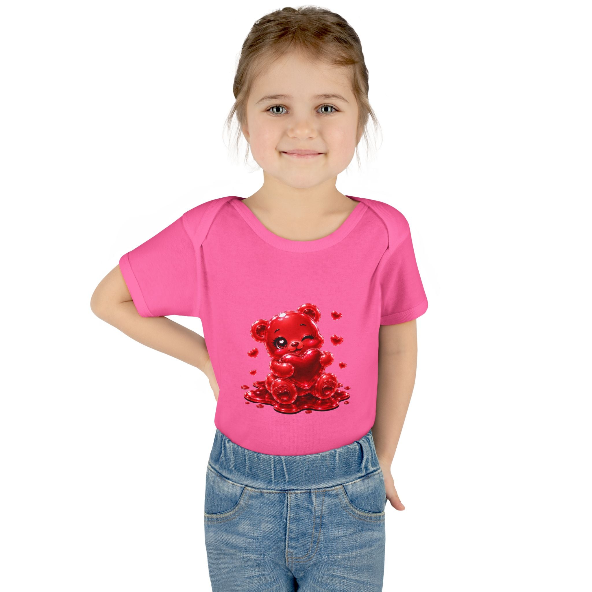 Special Red Heart Oozy Bear Baby Gummy Cutie Addition- Graphic Onesie