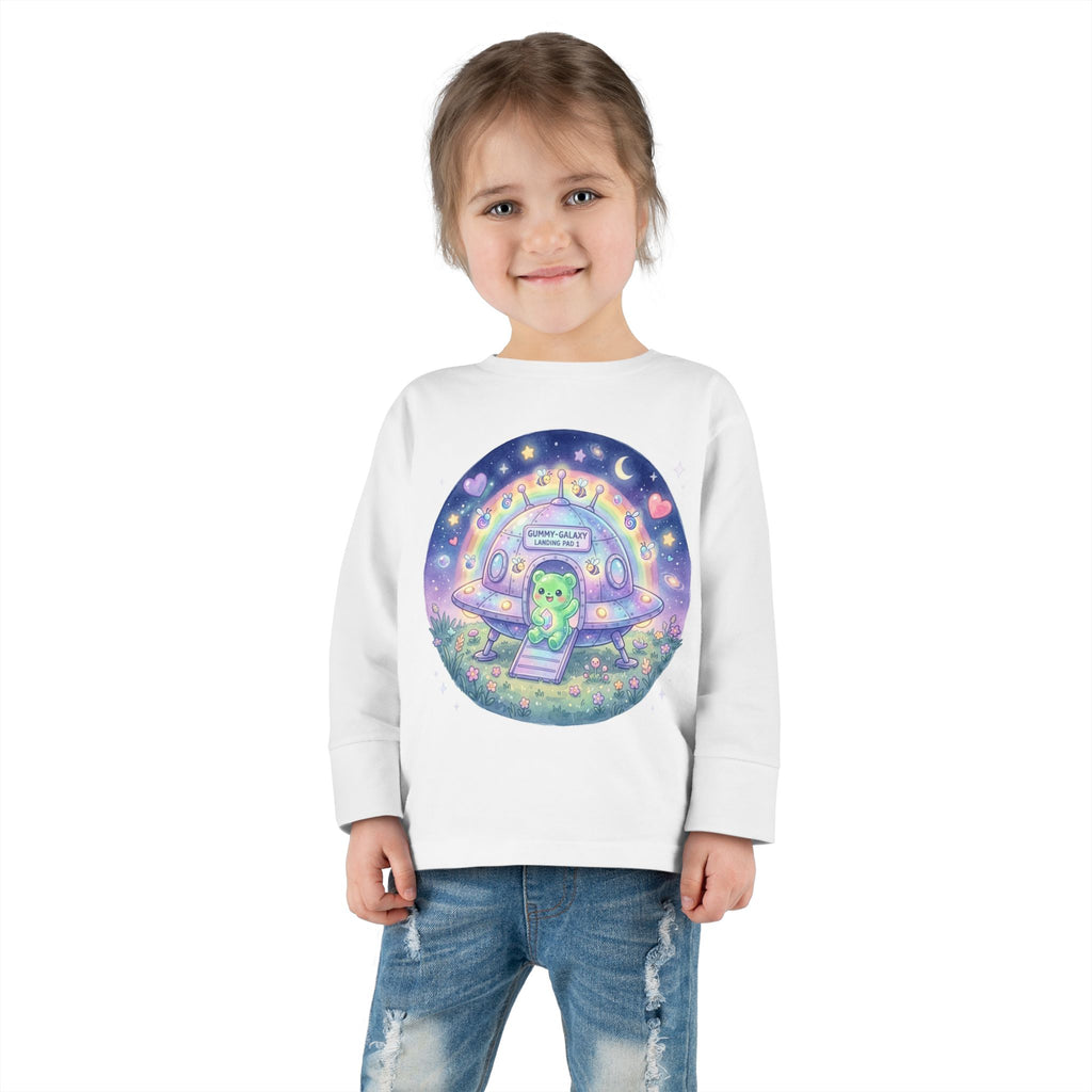 Cute Alien UFO Nightscape Oozy Bear Special- Graphic Long Sleeve Shirt