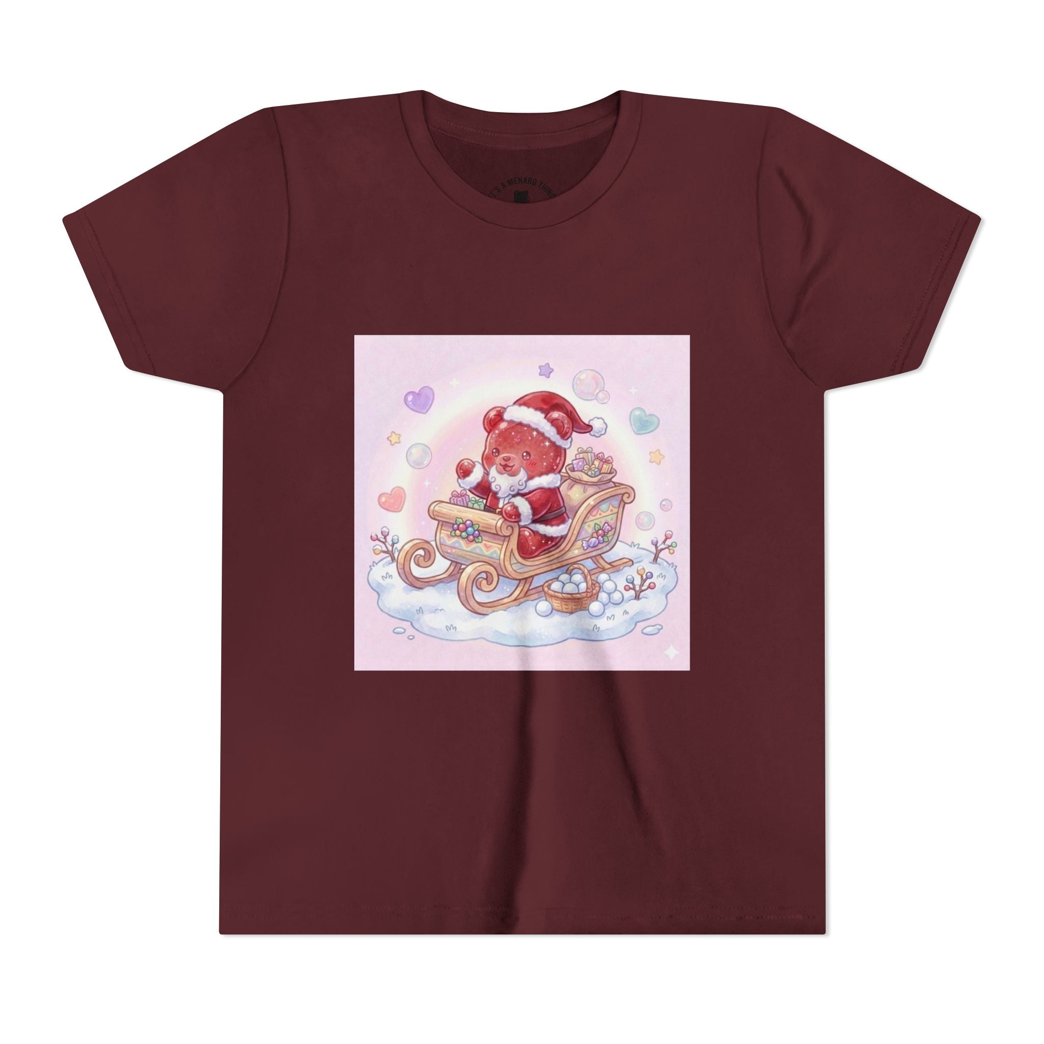 Cute Gooey Gummy Red Santa in Sleigh Holiday Shirt