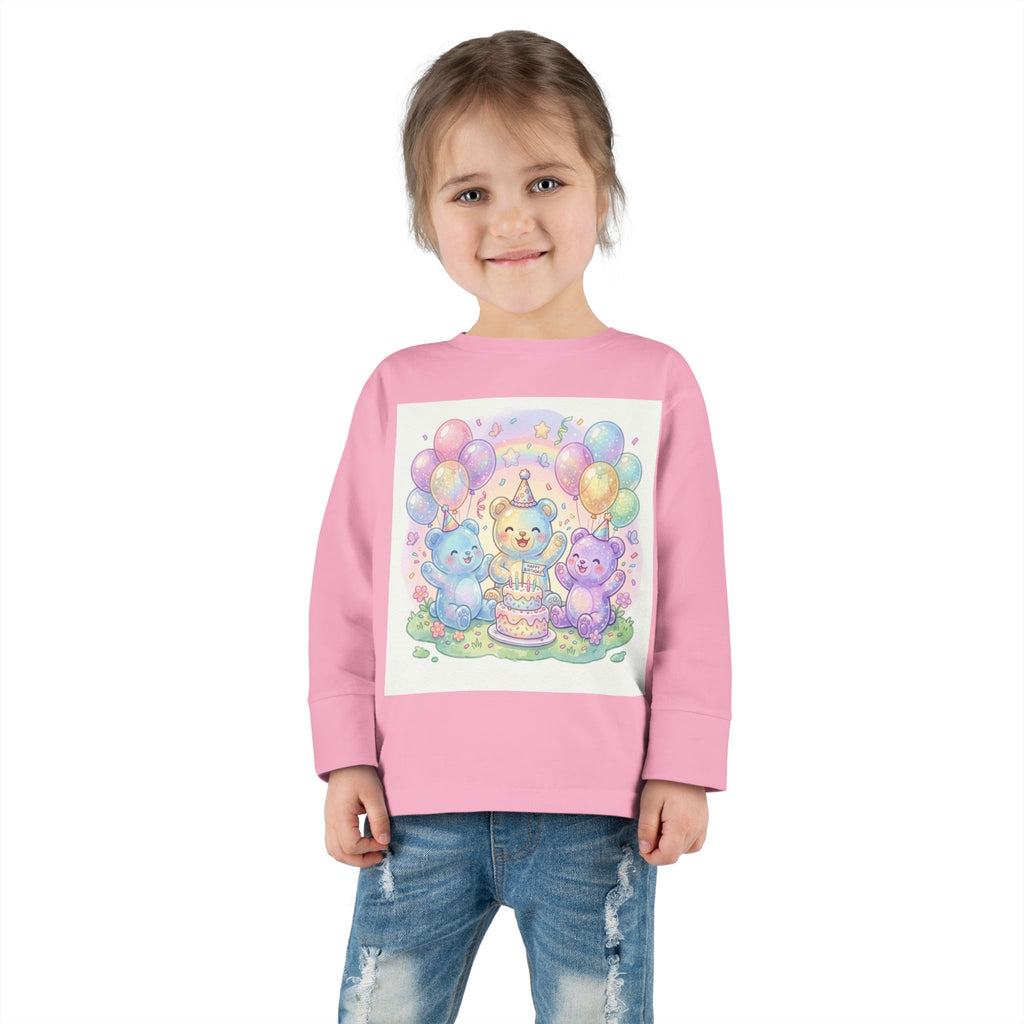 Pastel Birthday Oozy Bear Party Bash, Special Friends Celebration- Graphic Long Sleeve Shirt