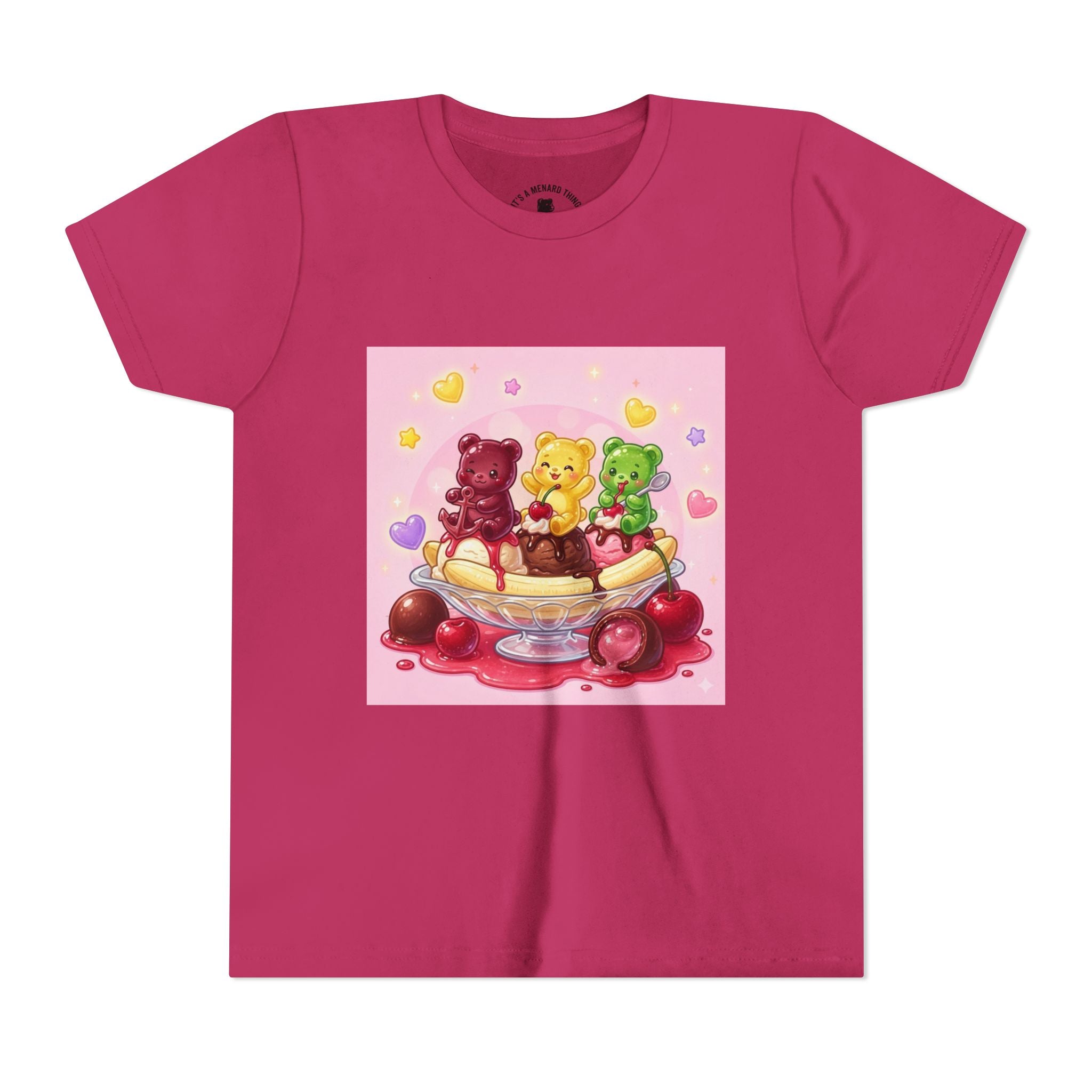 Gooey Gummy Bears on Banana Split Boat Graphic Youth T-Shirt