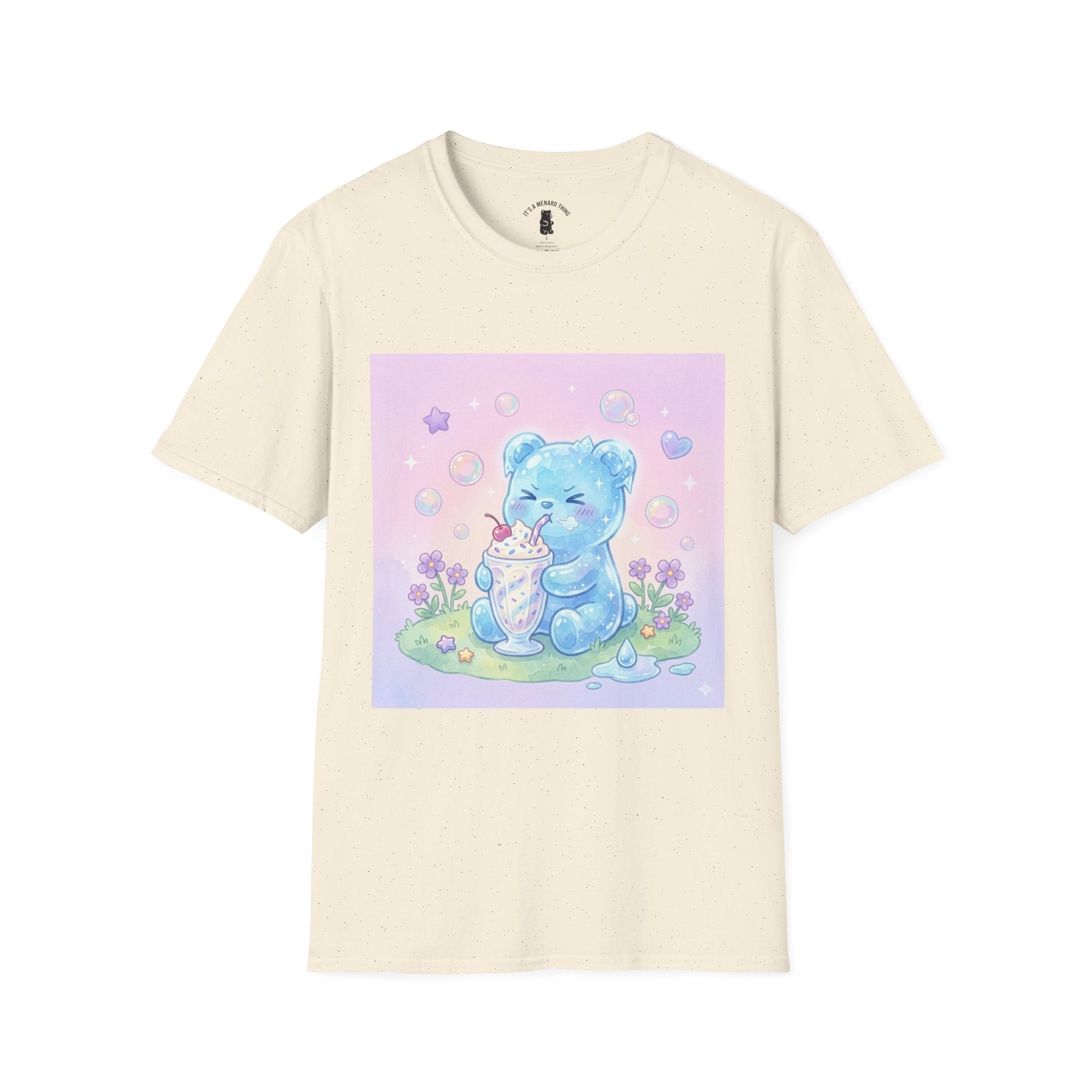 Cute Blue Iced Milkshake, Gooey Gummy Bear — Pastel Kawaii Graphic Tee