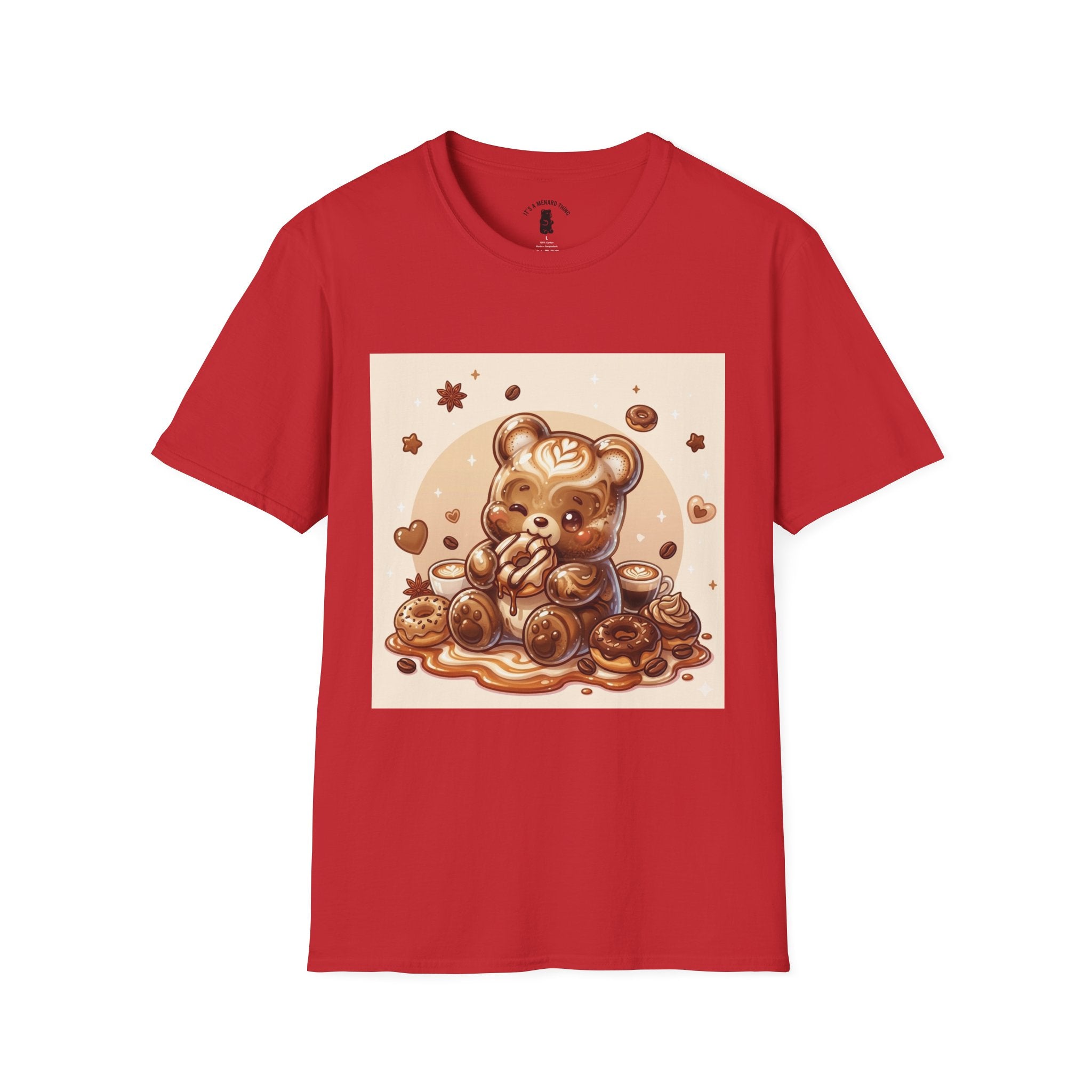 Coffee hot Latte with Chocolate Donuts Gooey Gummy Bear — Cute Dessert Graphic Tee