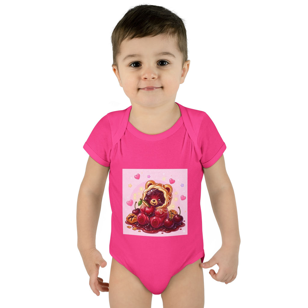 Cherry Danish Gooey Gummy Bear in Puff PJs (Infant Rib Onesie)