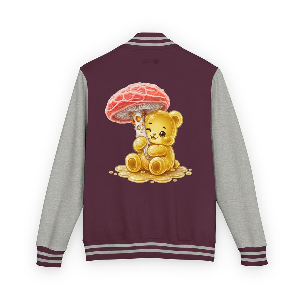 Special Orange Mushroom, Yellow Oozy Gummy Bear- Letterman Graphic Jacket
