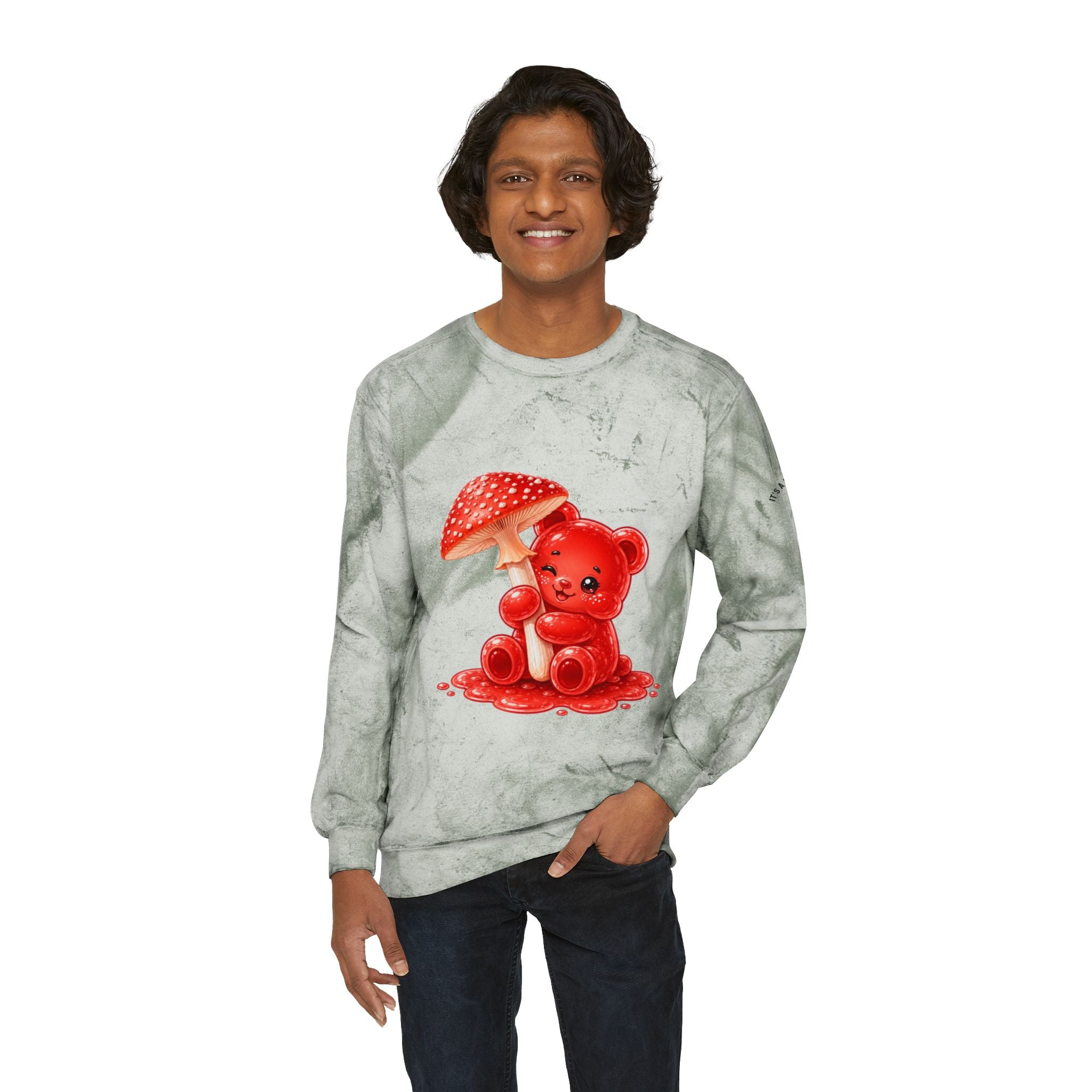 Speckled Special Red Mushroom, Gooey Gummy bear — Kawaii Graphic Sweatshirt