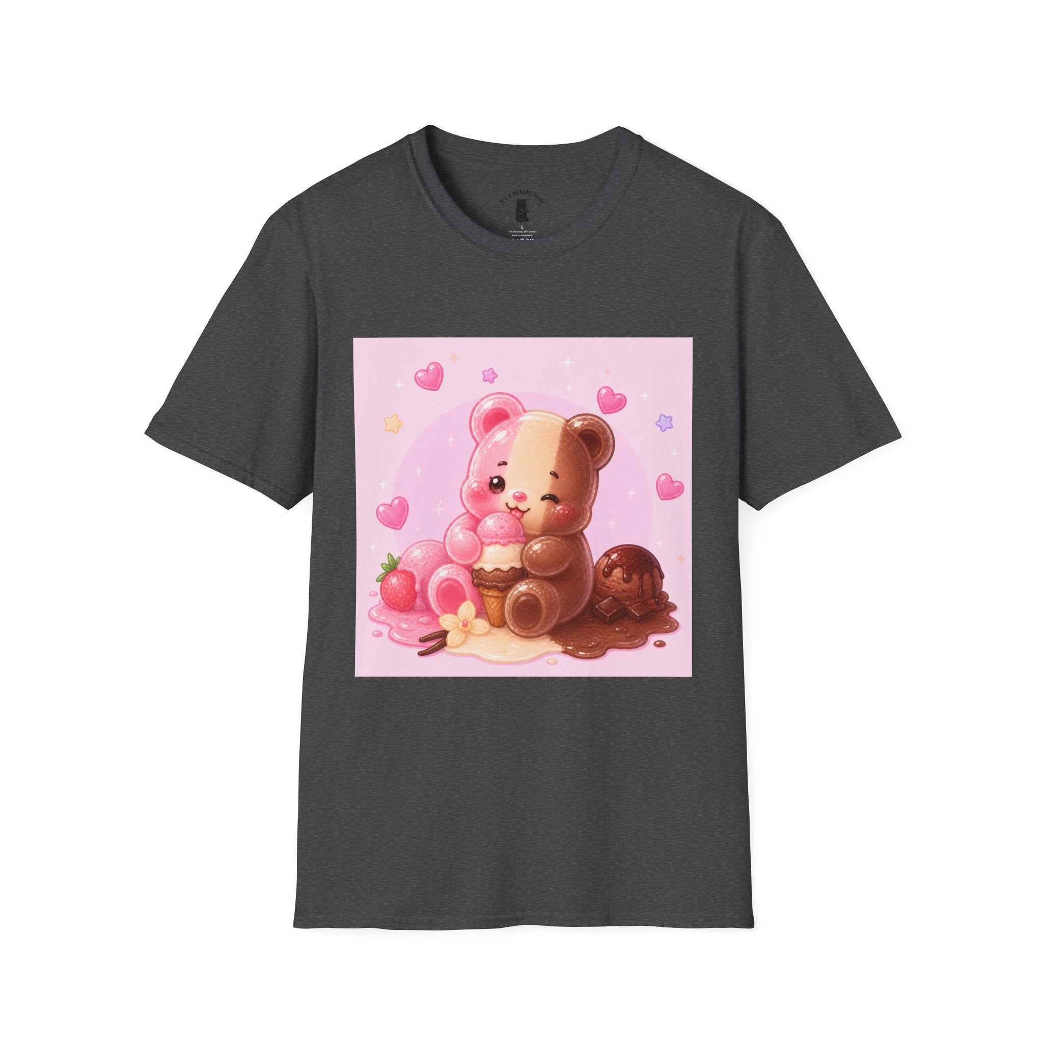 Kawaii Neapolitan Gooey Gummy Bear — Cute Heart Dessert Graphic Tee