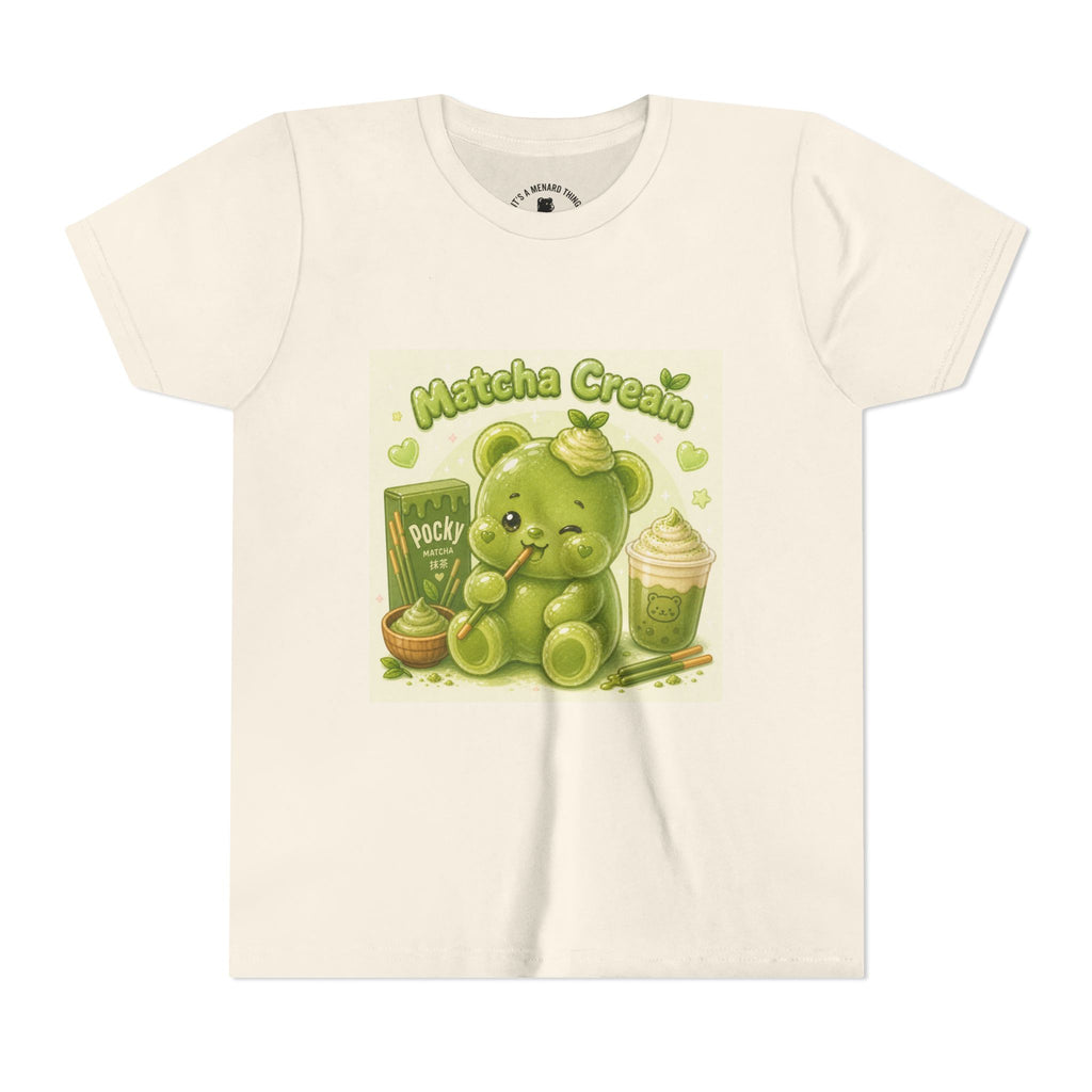 Matcha Cream Gooey Gummy Bear Youth Tee —Pocky & Dessert Graphic