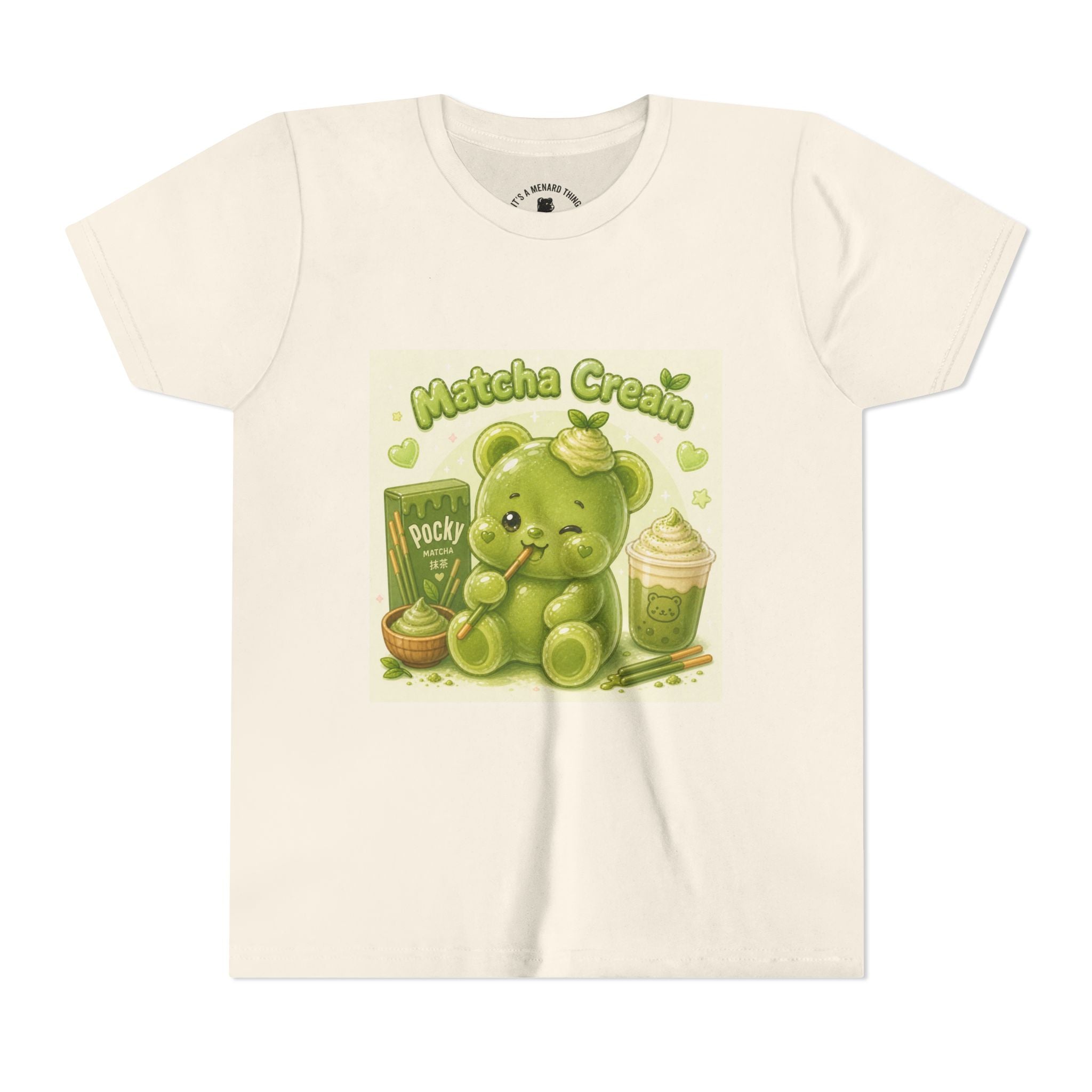 Matcha Cream Gooey Gummy Bear Youth Tee —Pocky & Dessert Graphic