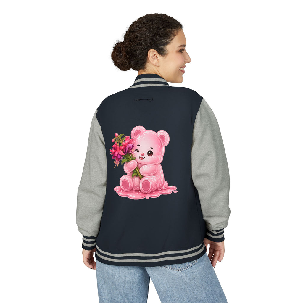 Special Pink Flowers, Pale Oozy Bear Gummy Friend- Lettermen Graphic Jacket
