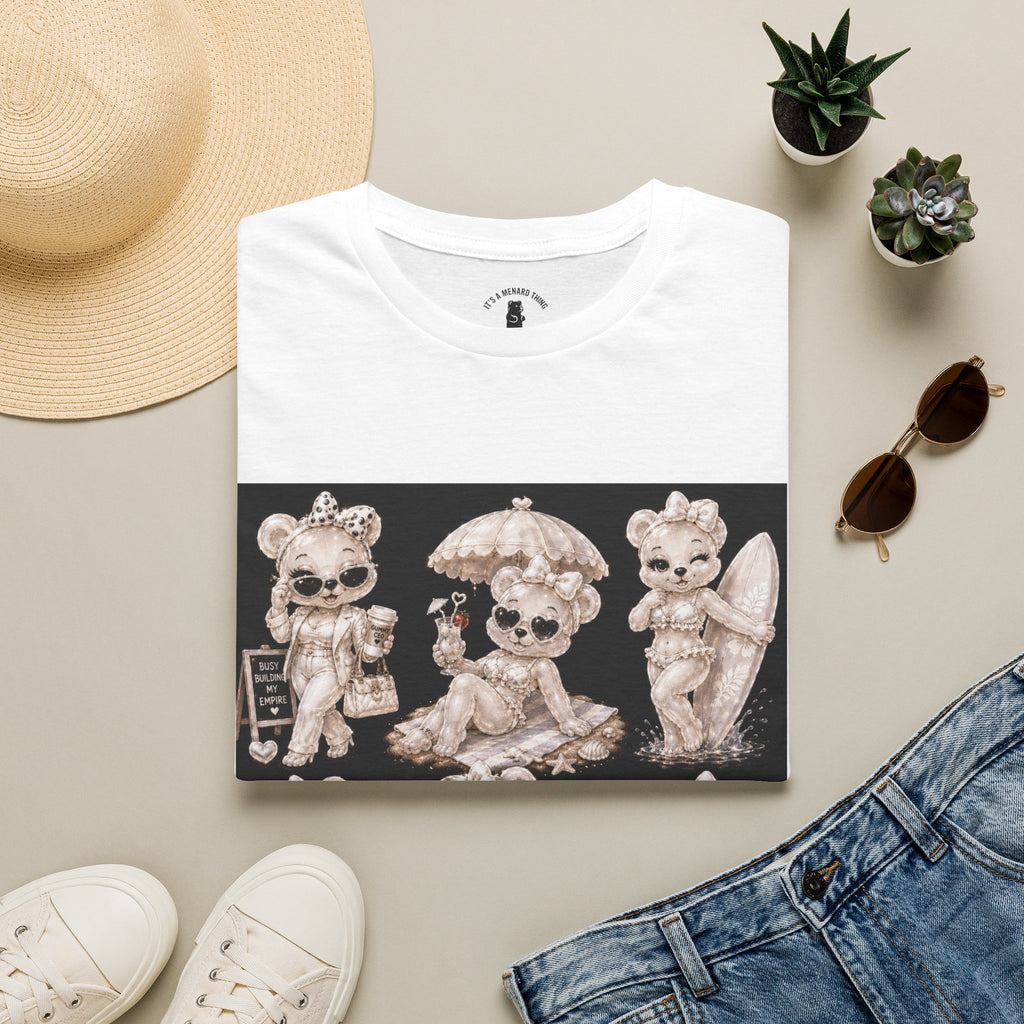 Vintage Kawaii Retro Oozy Bear, Beach Babe Pin Up- Adult Graphic Shirt (18+)