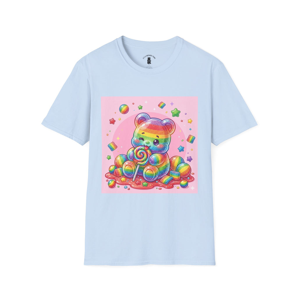 Rainbow Stripe Lollipop Gooey Gummy Bear T-Shirt — Cute Graphic Tee