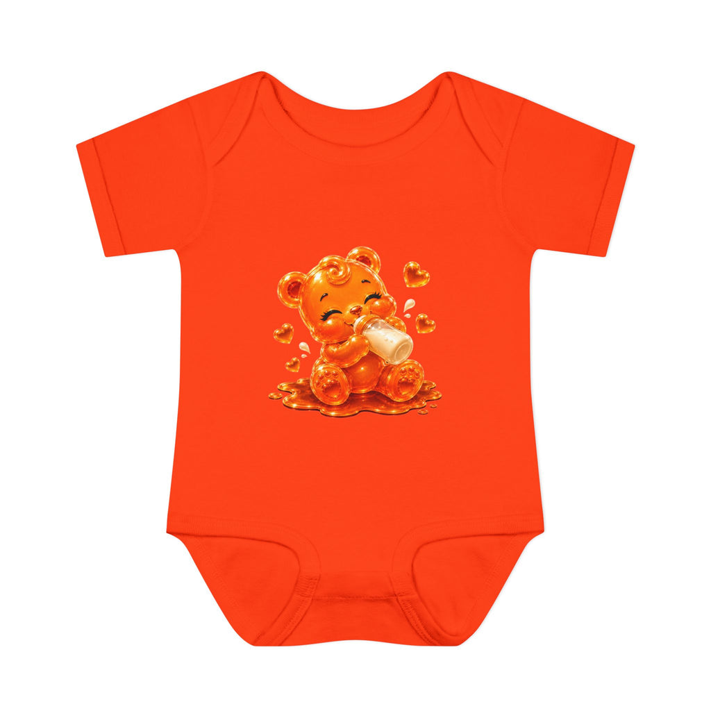 Yummy, Yummy Milk Time Orange Oozy Baby Gummy Bear Cutie Addition- Graphic Onesie