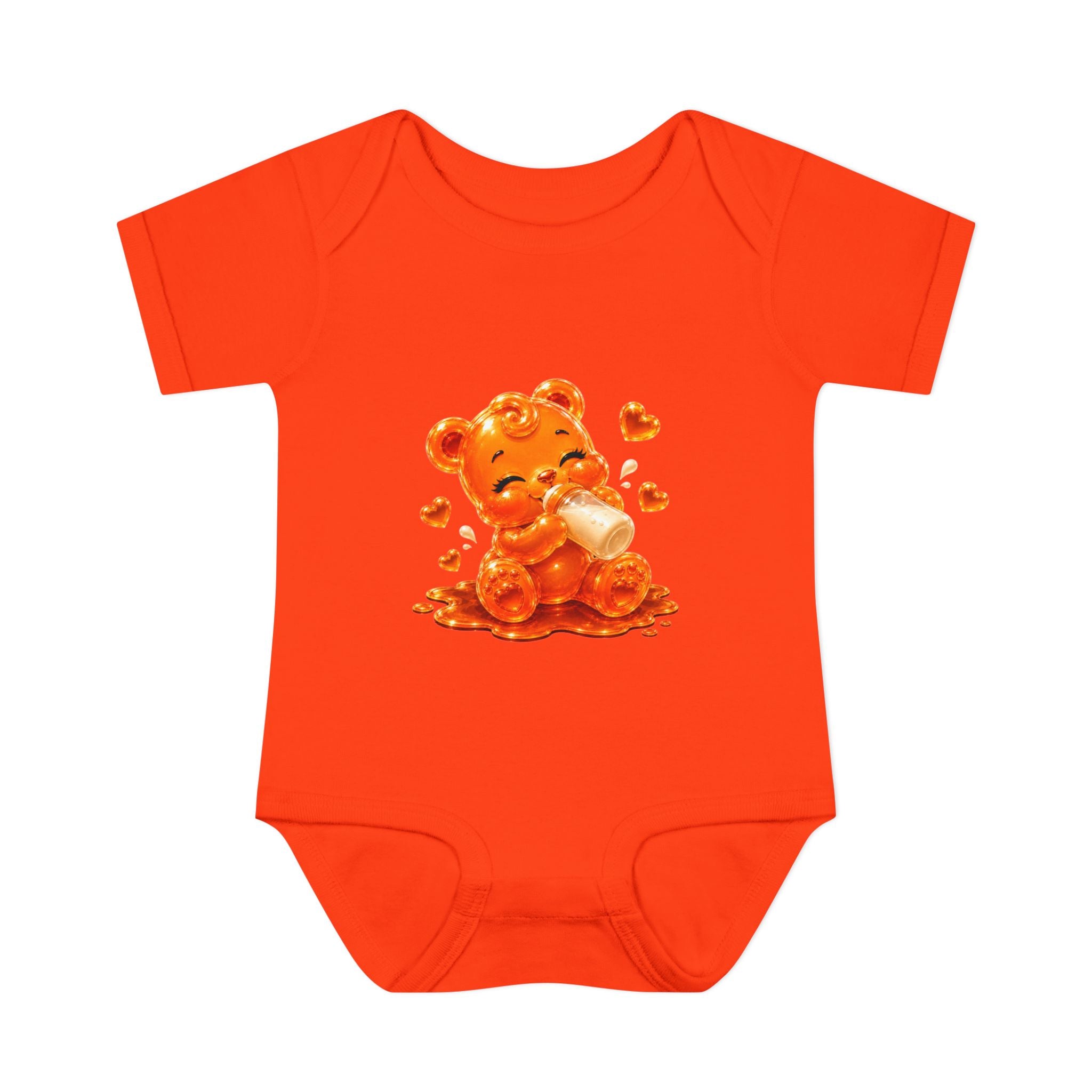 Yummy, Yummy Milk Time Orange Oozy Baby Gummy Bear Cutie Addition- Graphic Onesie