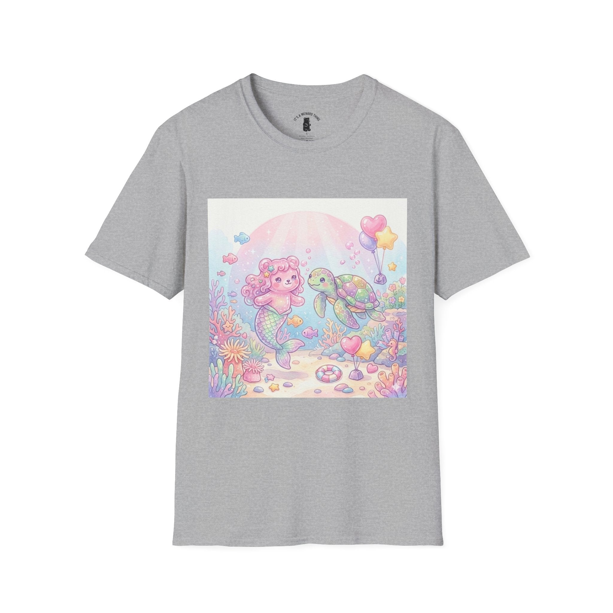 Pink Gummy Mermaid & Turtle friend, Gooey Gummy Freinds- Kawaii Graphic T-Shirt