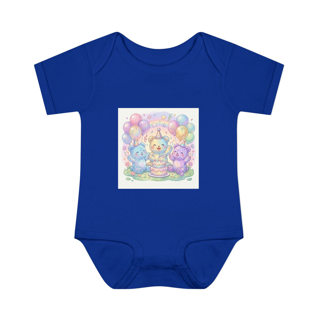 Birthday Gooey Bears, Cake & Balloons Infant Onesie