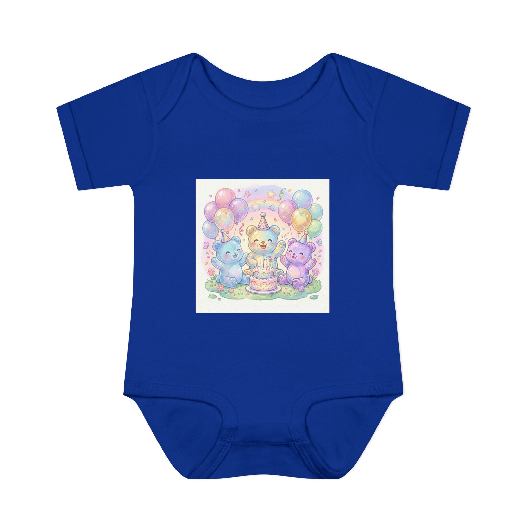 Birthday Gooey Bears, Cake & Balloons Infant Onesie