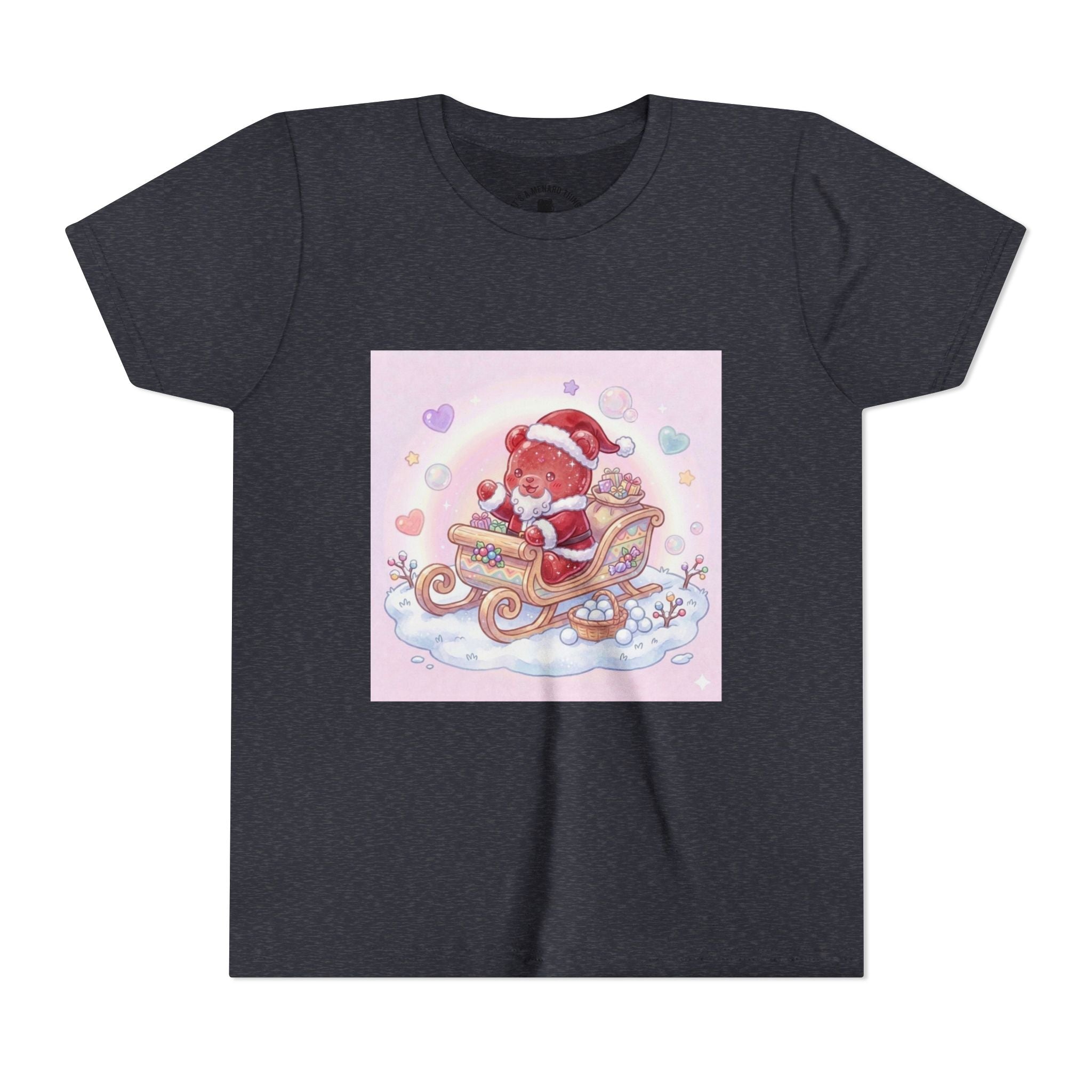 Cute Gooey Gummy Red Santa in Sleigh Holiday Shirt
