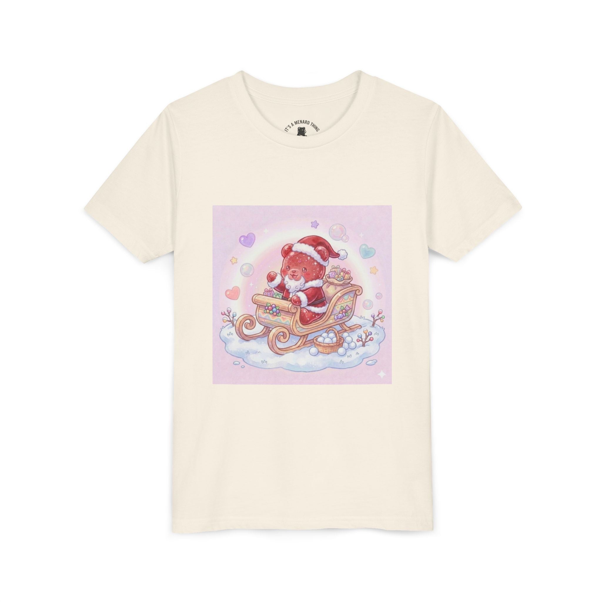 Cute Gooey Gummy Red Santa in Sleigh Holiday Shirt