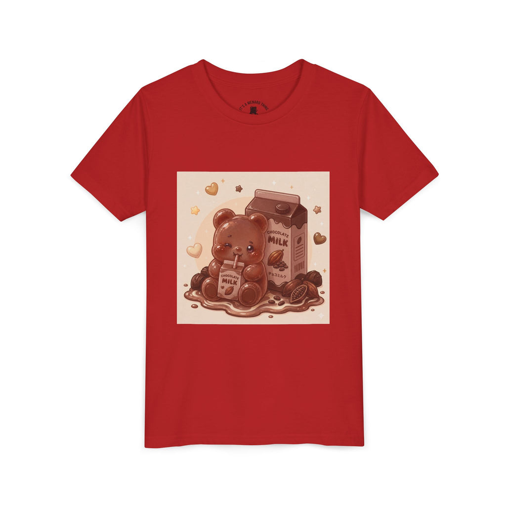 Kids Milk Chocolate Gooey Gummy Bear — Cute Milk Carton Graphic Youth T-Shirt