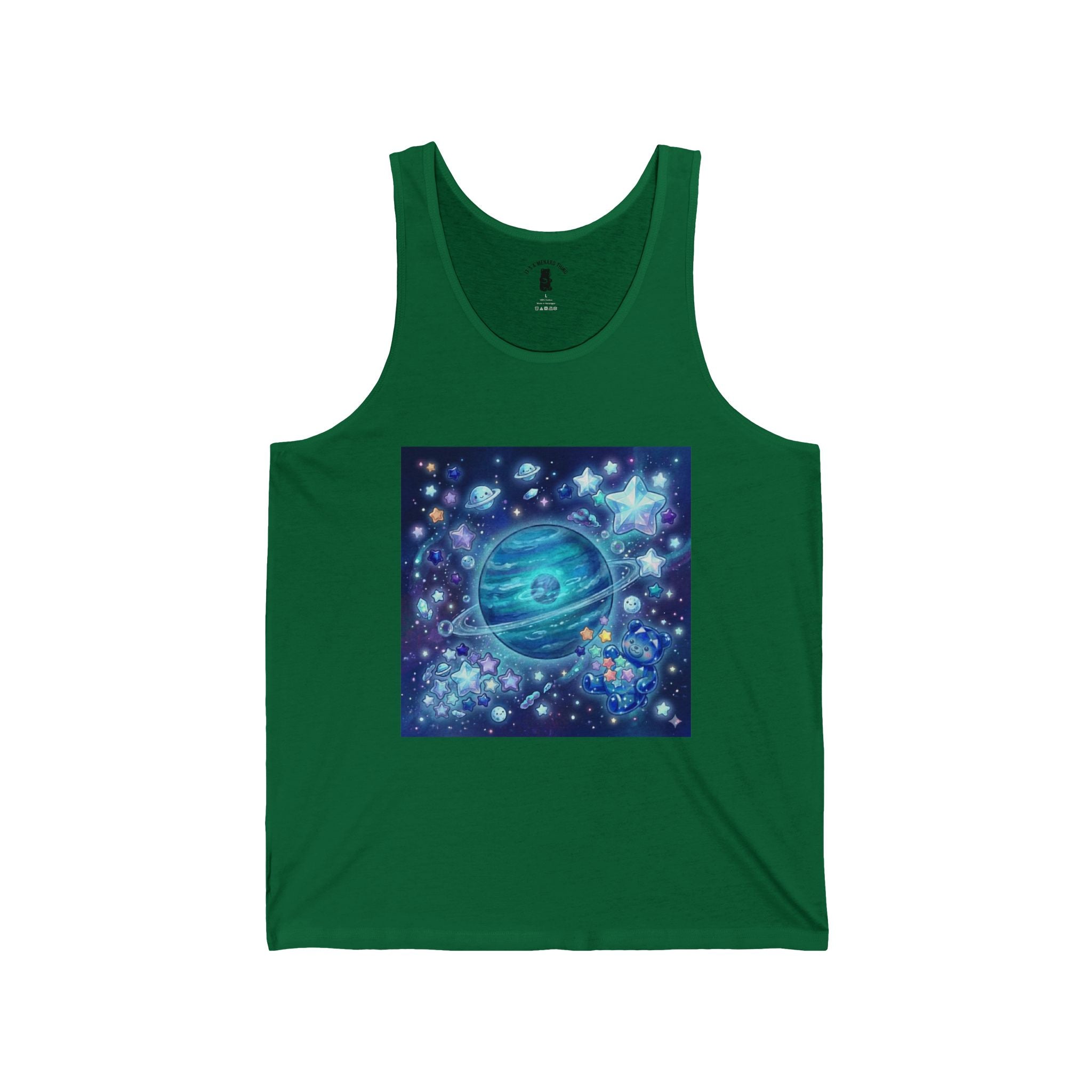 Lets Take a Swim to Neptune, Blue Crystal Gooey Gummy Bear— Kawaii Graphic Tank Top
