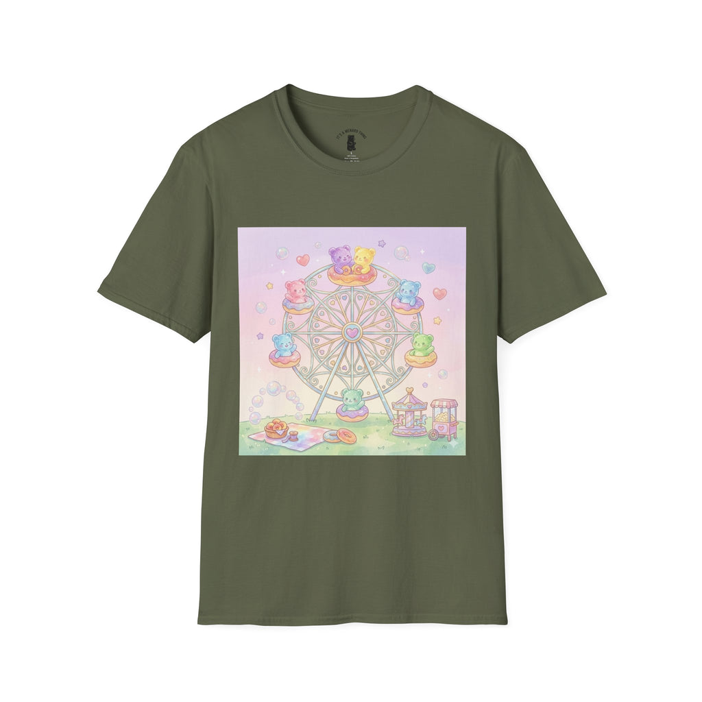 Carnival, Riding the Ferris Wheel with Gooey Gummy Friends T-Shirt — Cute Graphic Tee