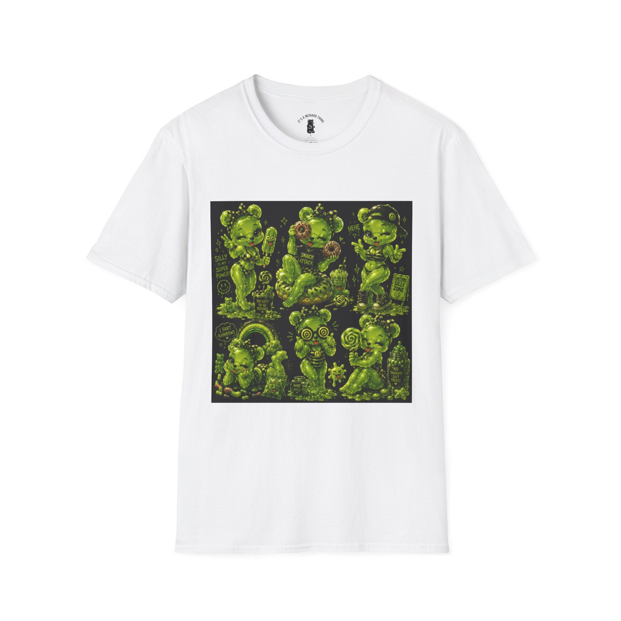 Lime Green Retro Oozy Bear Babe, Beach Pin Up- Adult Graphic Shirt (18+)