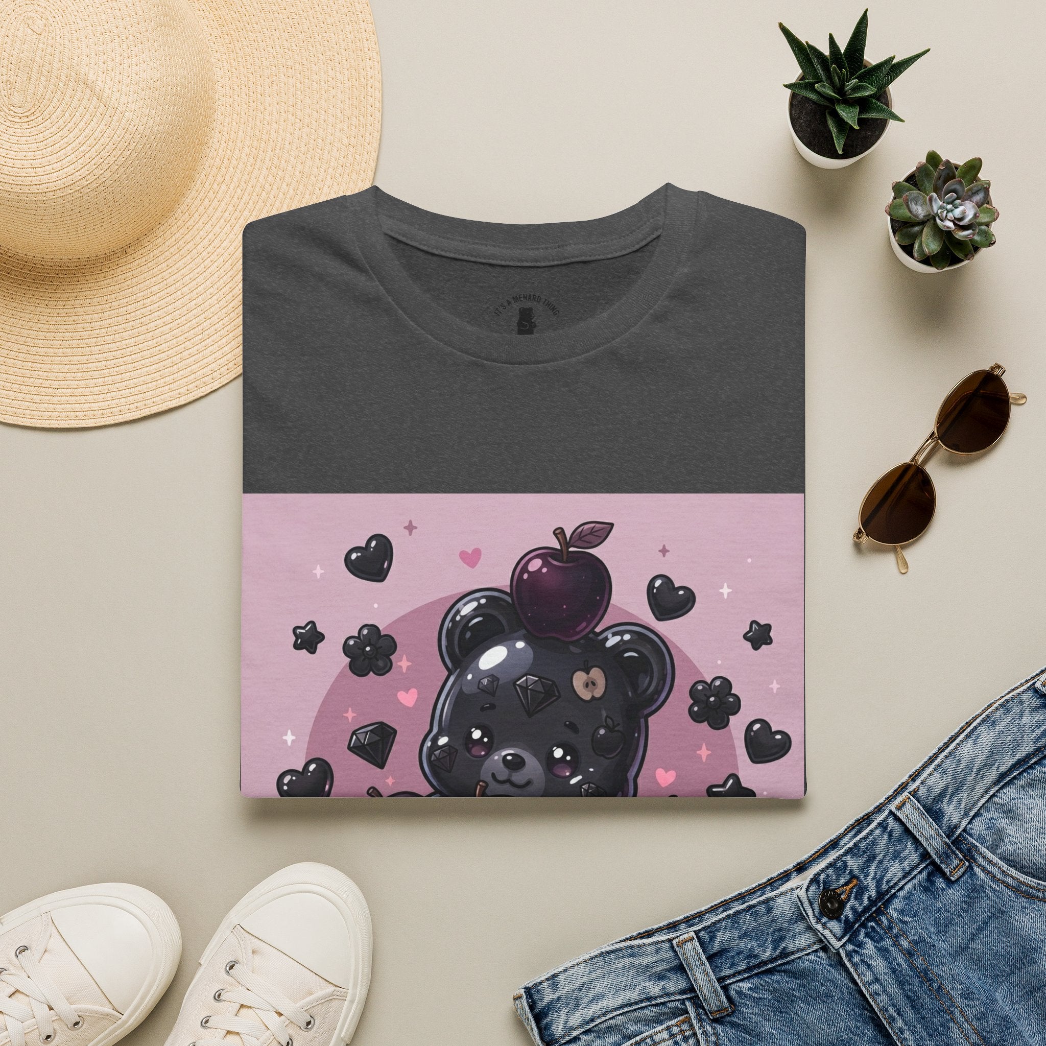 Black Diamond Special Exotic Apple Oozy Bear Friend — Cute Fruit Bear Graphic Tee