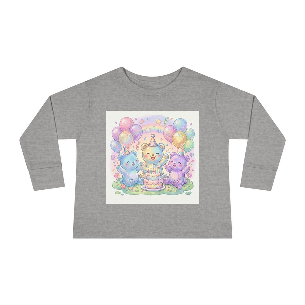 Pastel Birthday Oozy Bear Party Bash, Special Friends Celebration- Graphic Long Sleeve Shirt