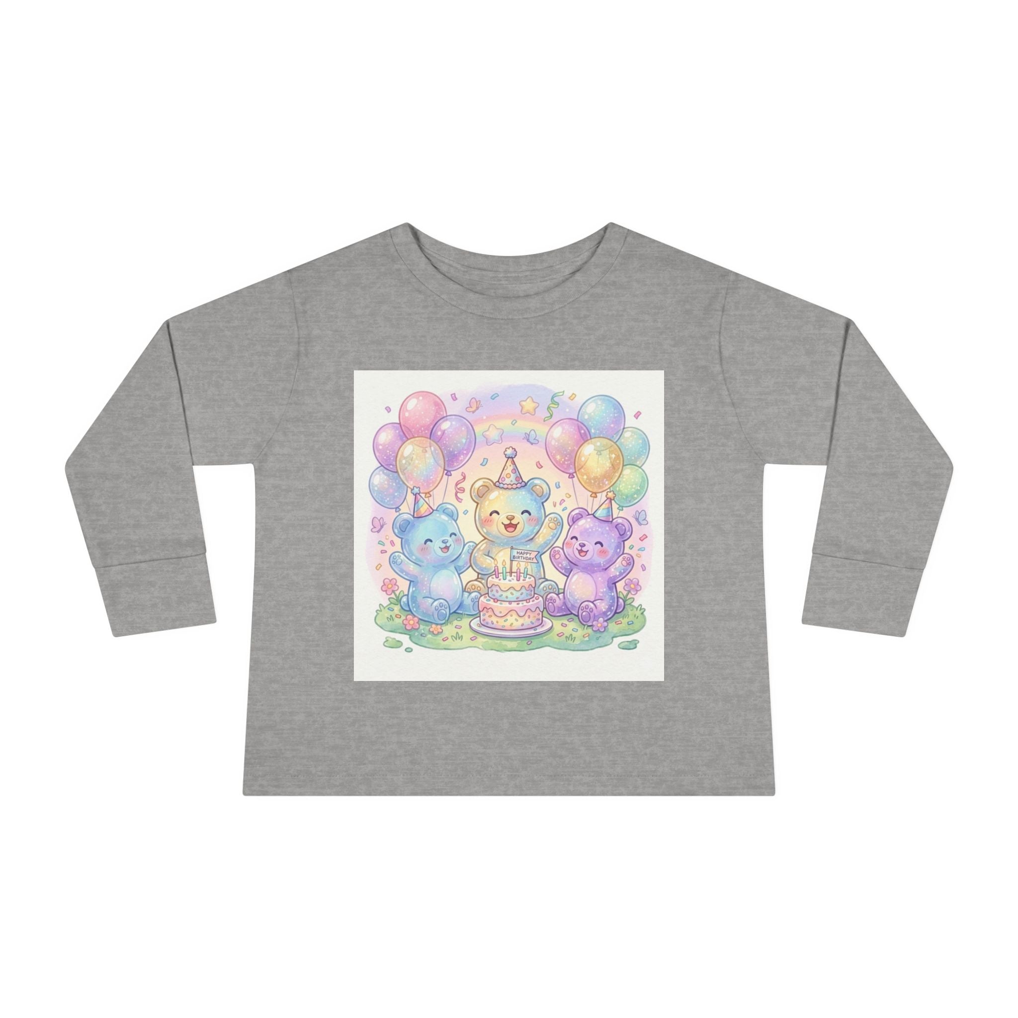 Pastel Birthday Oozy Bear Party Bash, Special Friends Celebration- Graphic Long Sleeve Shirt