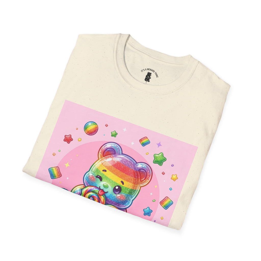 Rainbow Stripe Lollipop Gooey Gummy Bear T-Shirt — Cute Graphic Tee