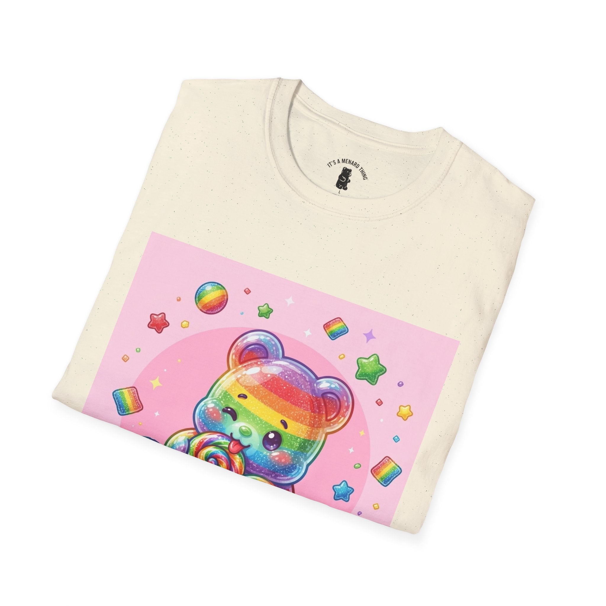 Rainbow Stripe Lollipop Gooey Gummy Bear T-Shirt — Cute Graphic Tee