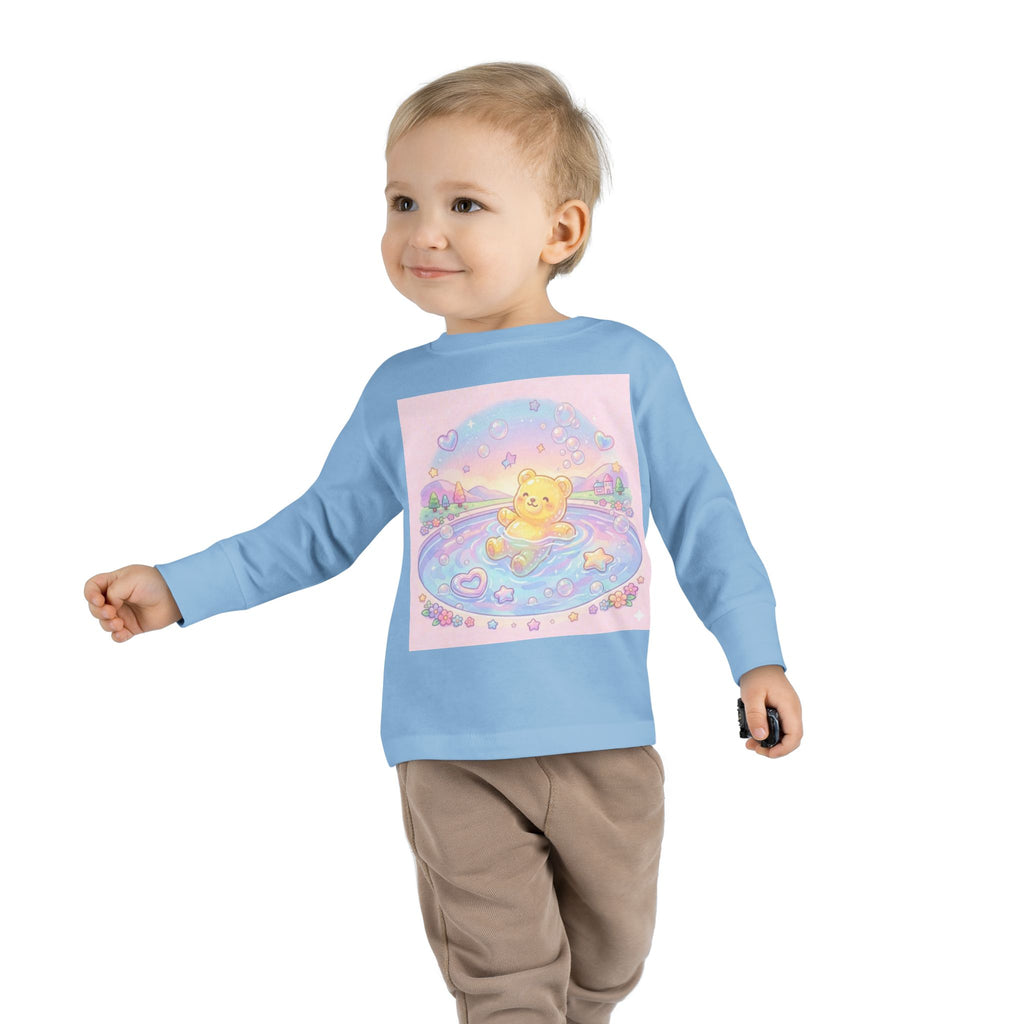 Solo Swim Time, Yellow Oozy Bear Friend- Graphic Long Sleeve Shirt