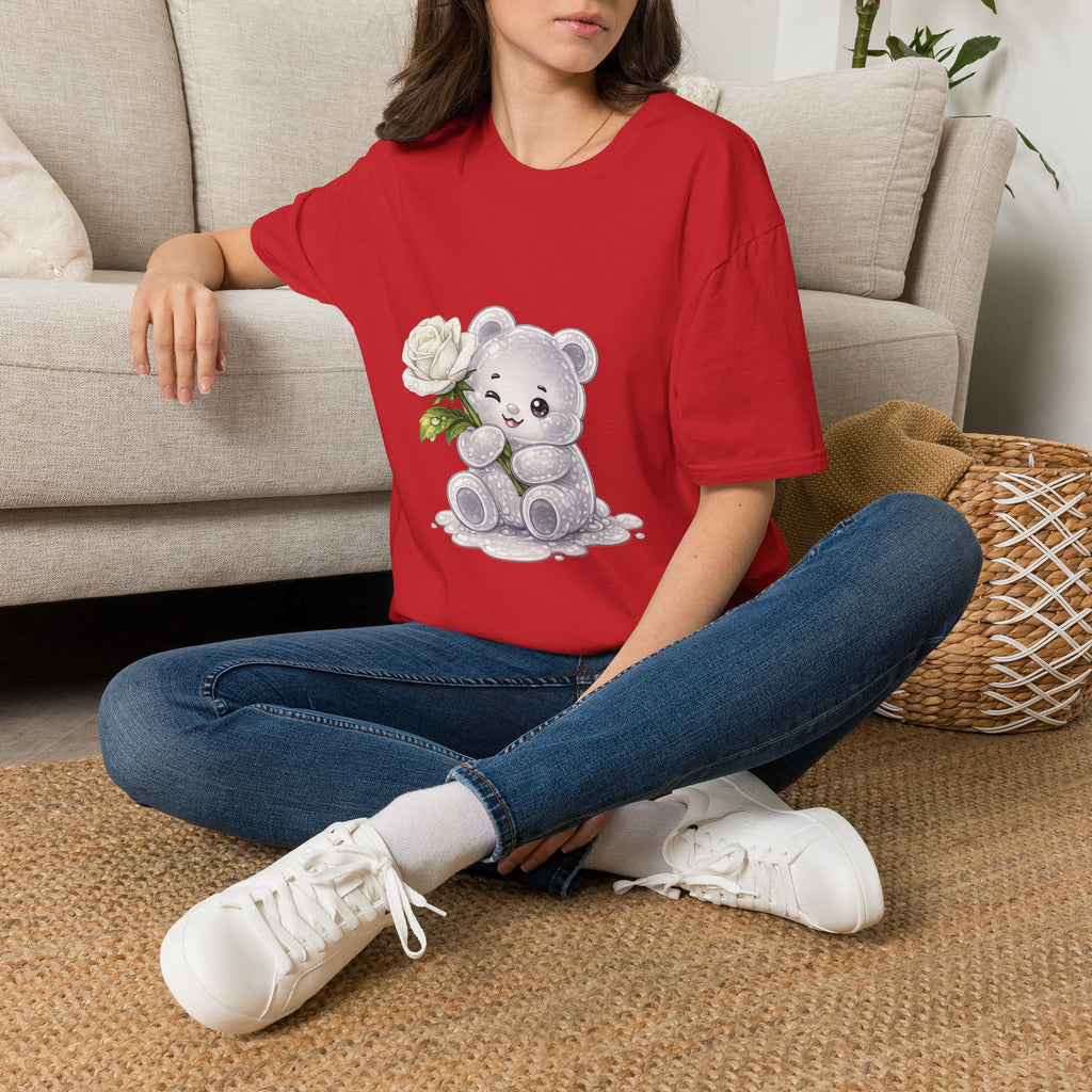 Beautiful Blooming White Rose, Oozy Bear Gummy Special Flower Addition- Graphic Shirt