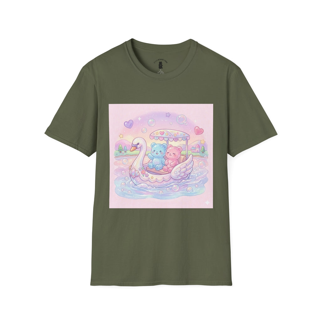 Romantic Swan Boat Ride, Gooey Gummy Friends— Kawaii Graphic T-Shirt
