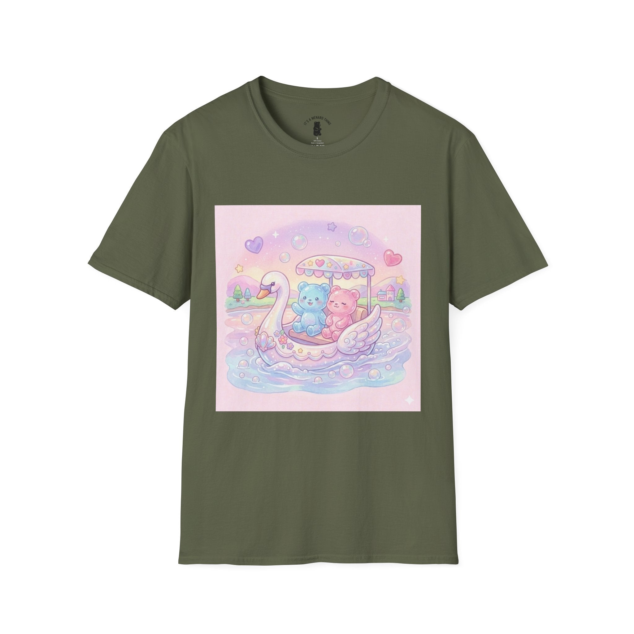 Romantic Swan Boat Ride, Gooey Gummy Friends— Kawaii Graphic T-Shirt