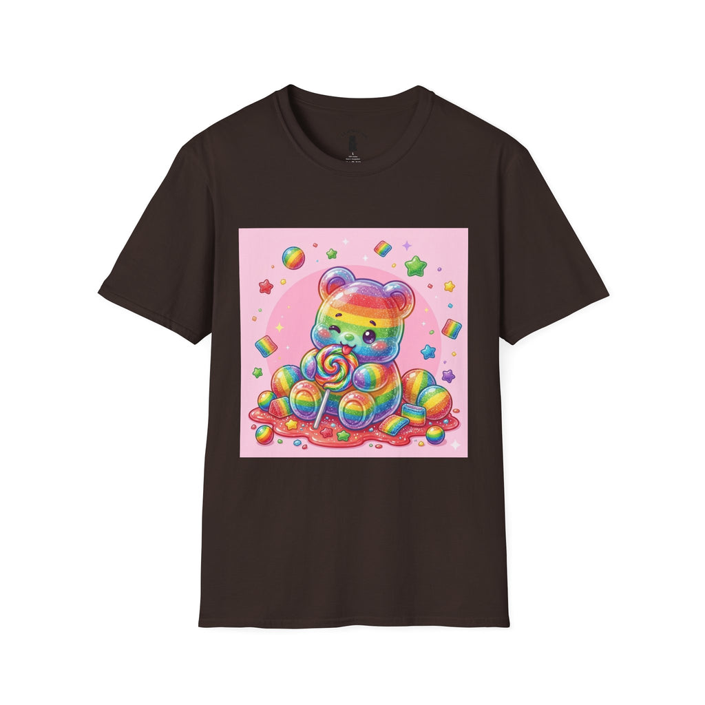 Rainbow Stripe Lollipop Gooey Gummy Bear T-Shirt — Cute Graphic Tee