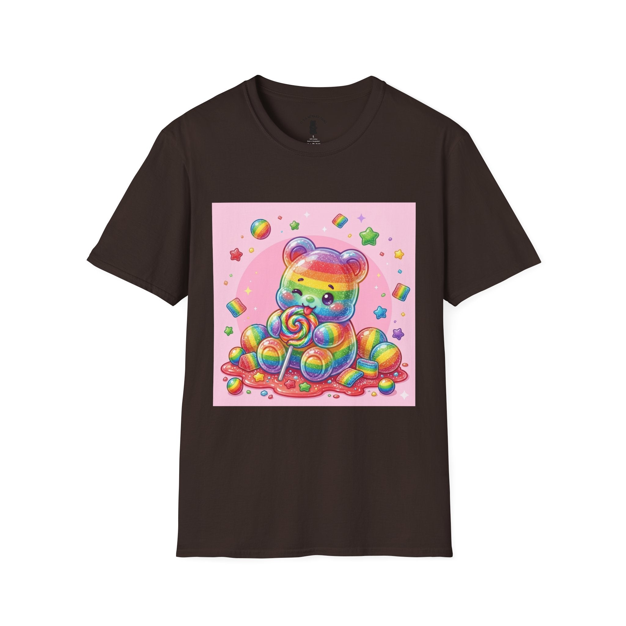 Rainbow Stripe Lollipop Gooey Gummy Bear T-Shirt — Cute Graphic Tee