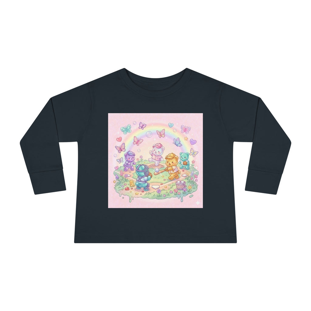 Playing Baseball With friends, Oozy Bear Outdoor Playtime- Graphic Long Sleeve Shirt