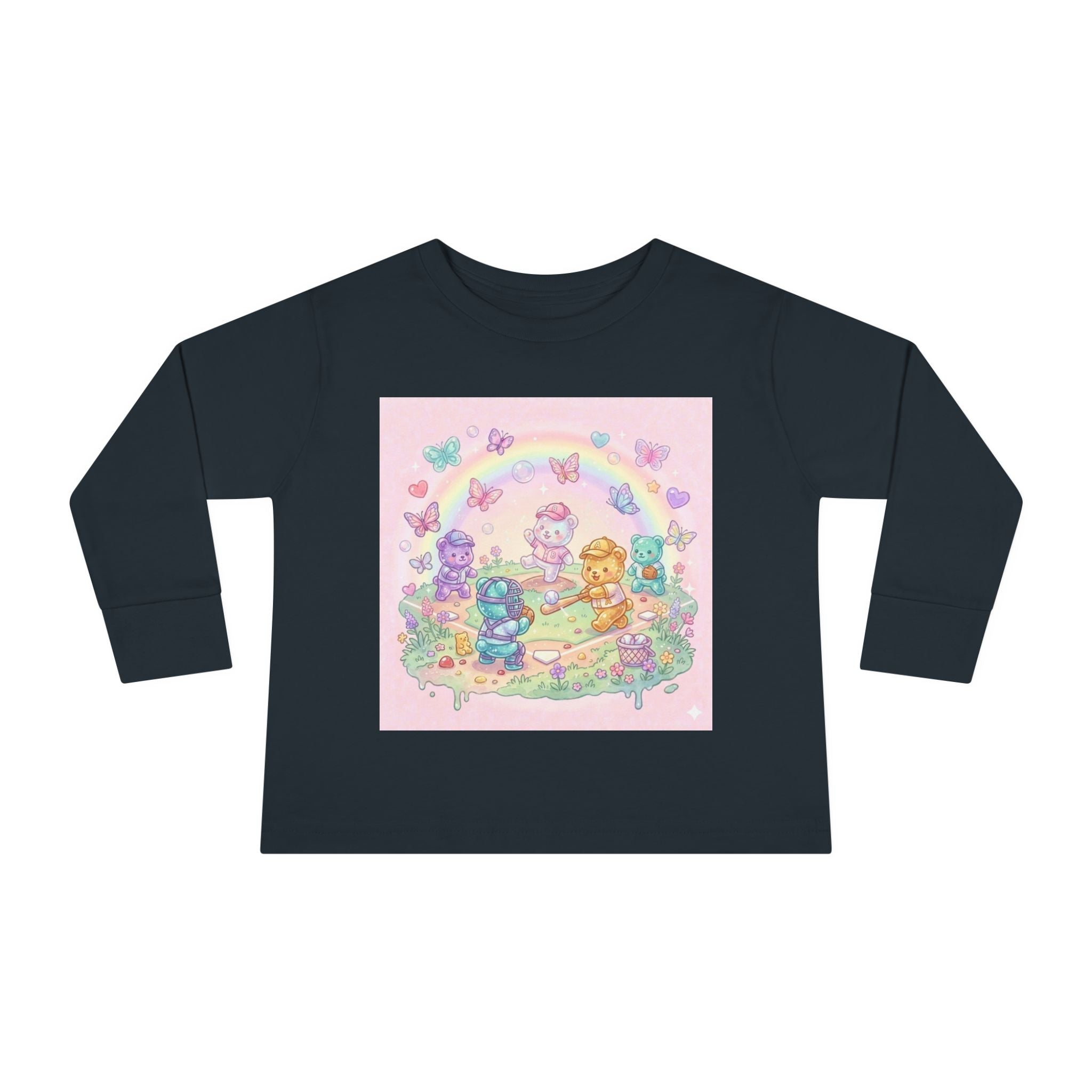 Playing Baseball With friends, Oozy Bear Outdoor Playtime- Graphic Long Sleeve Shirt