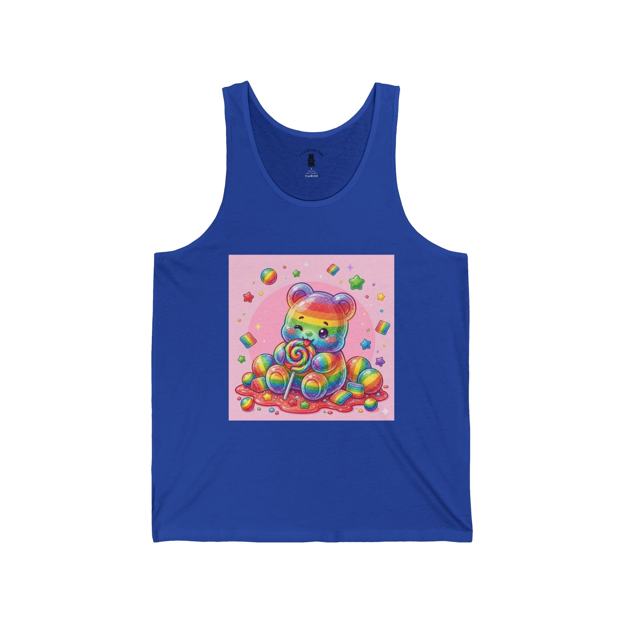 Rainbow Stripe Candy, Lollipop Gooey Gummy Bear — Kawaii Graphic Tank Top