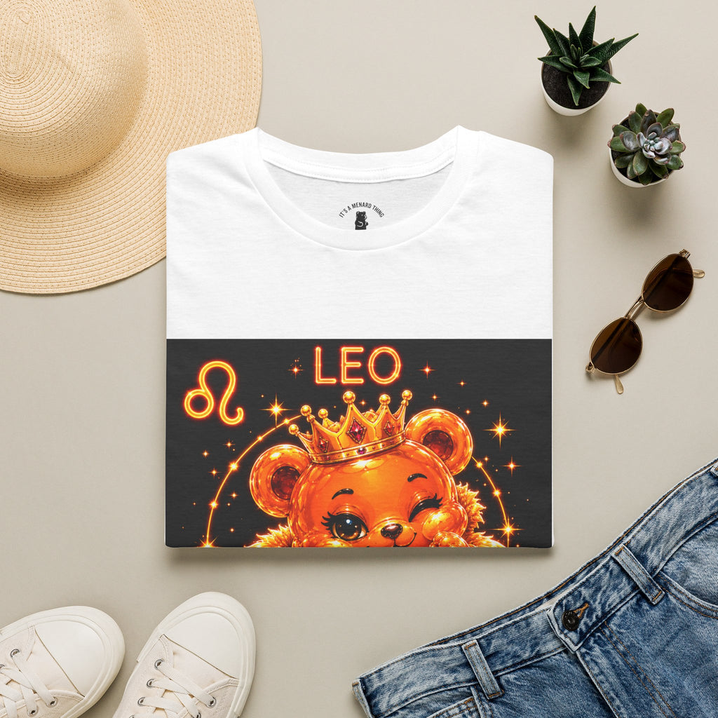 Leo Zodiac Crowned Oozy Bear Friend Astrology- Graphic Shirt