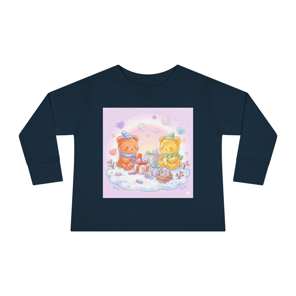 Holiday Gift Giving, Oozy Bear Friends In Snow- Graphic Long Sleeve Shirt